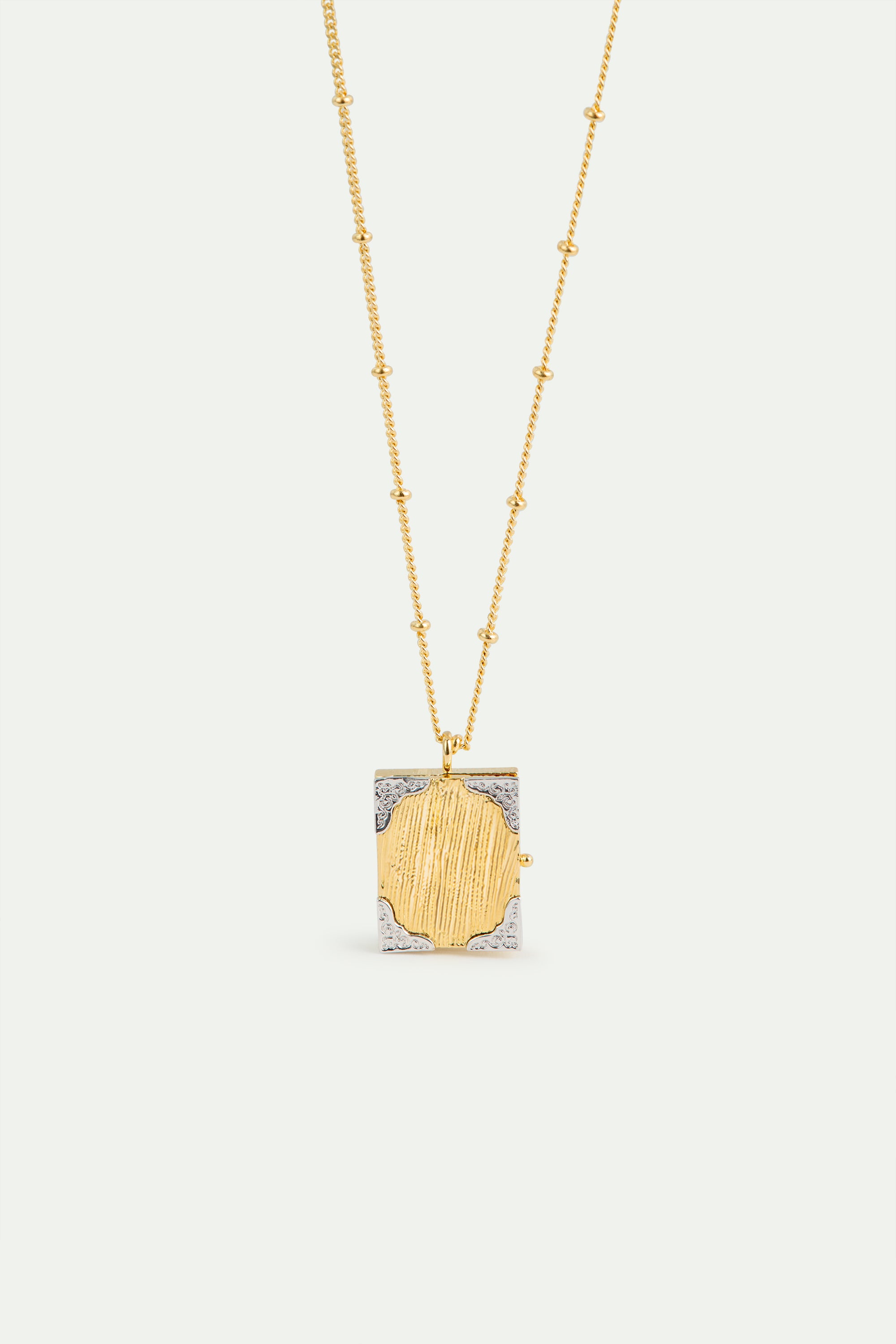 Golden art case pendant necklace