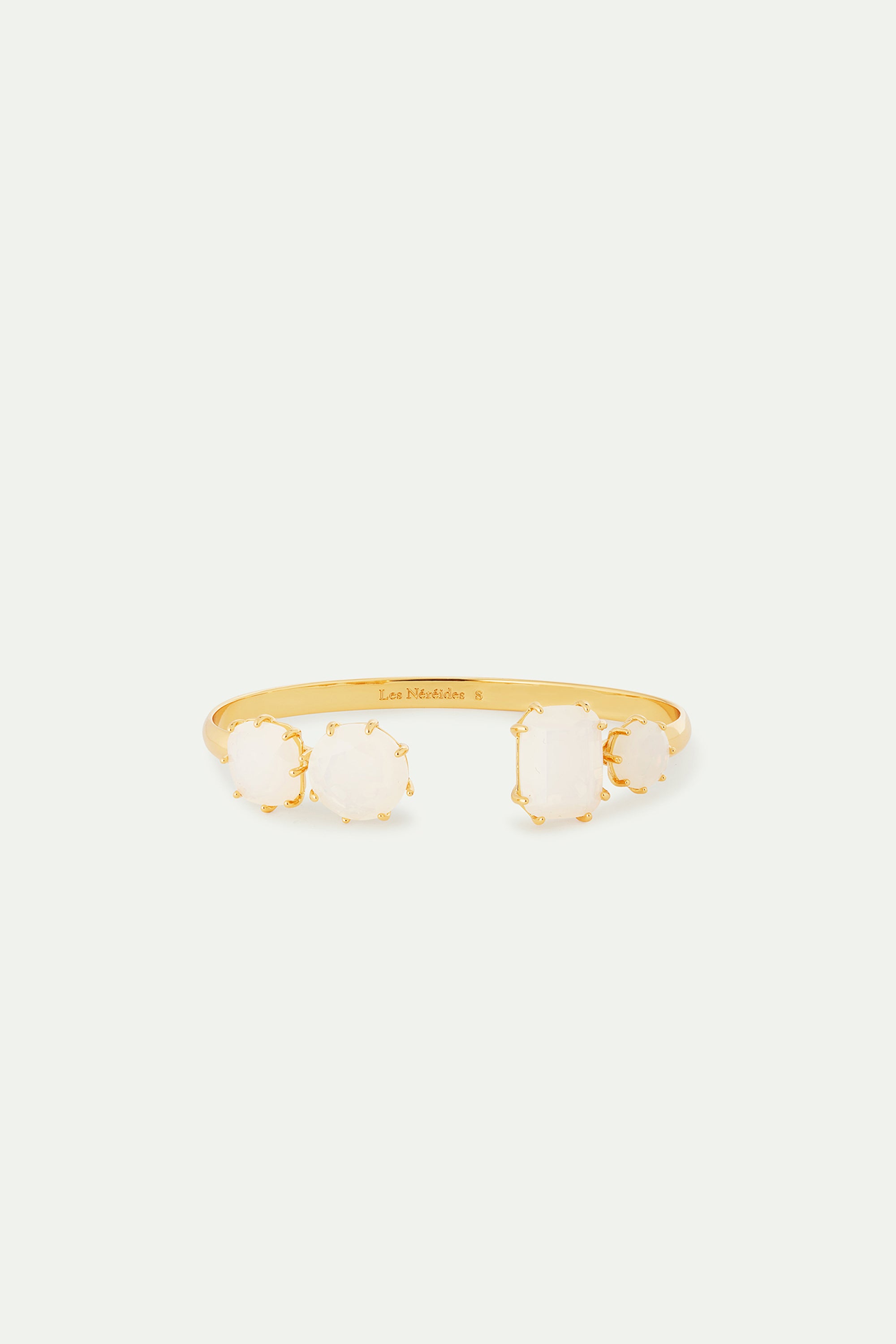 Opalescent white Diamantine four-stone Cuff bracelet