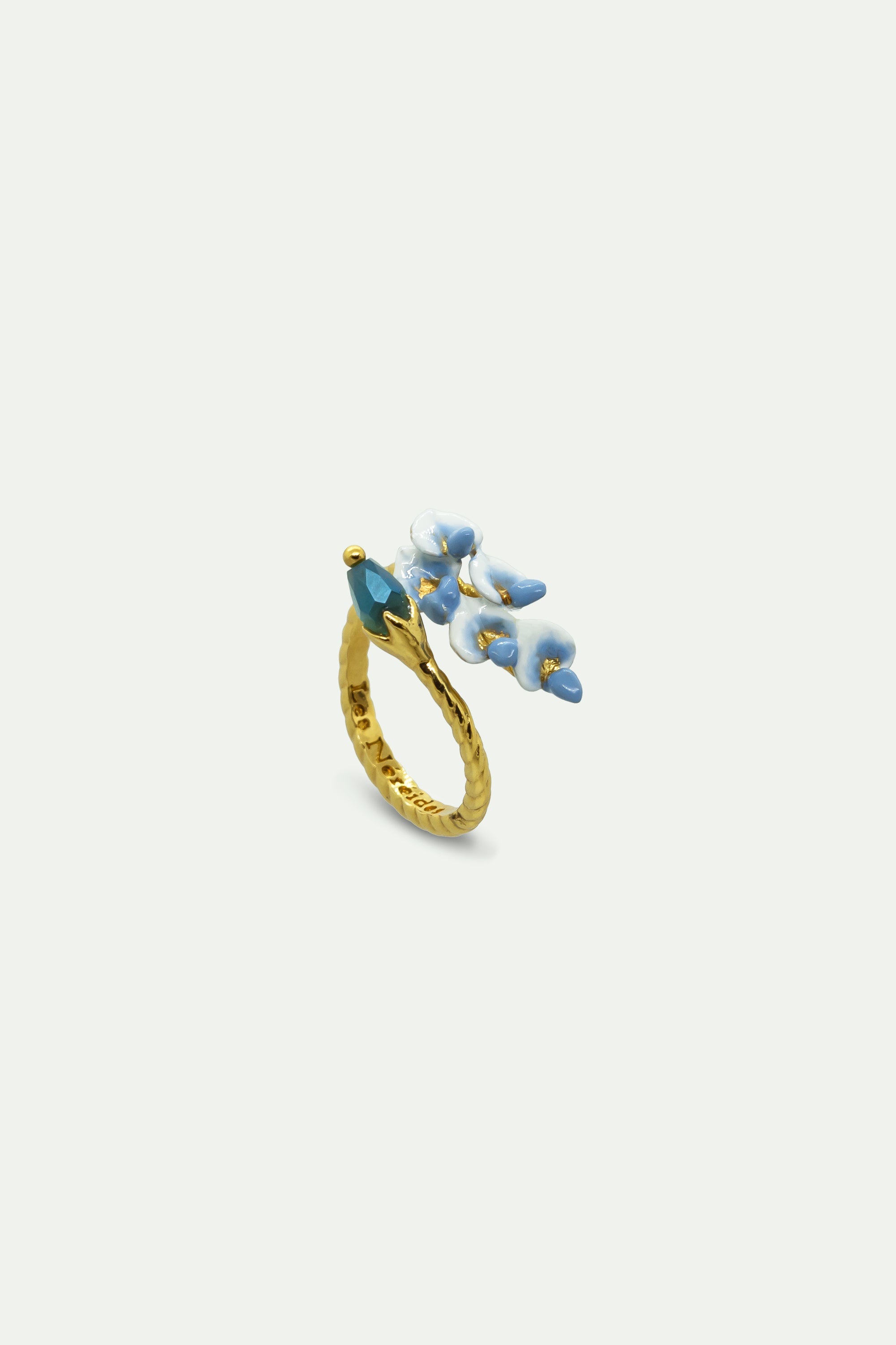 Wisteria and glass bead adjustable ring