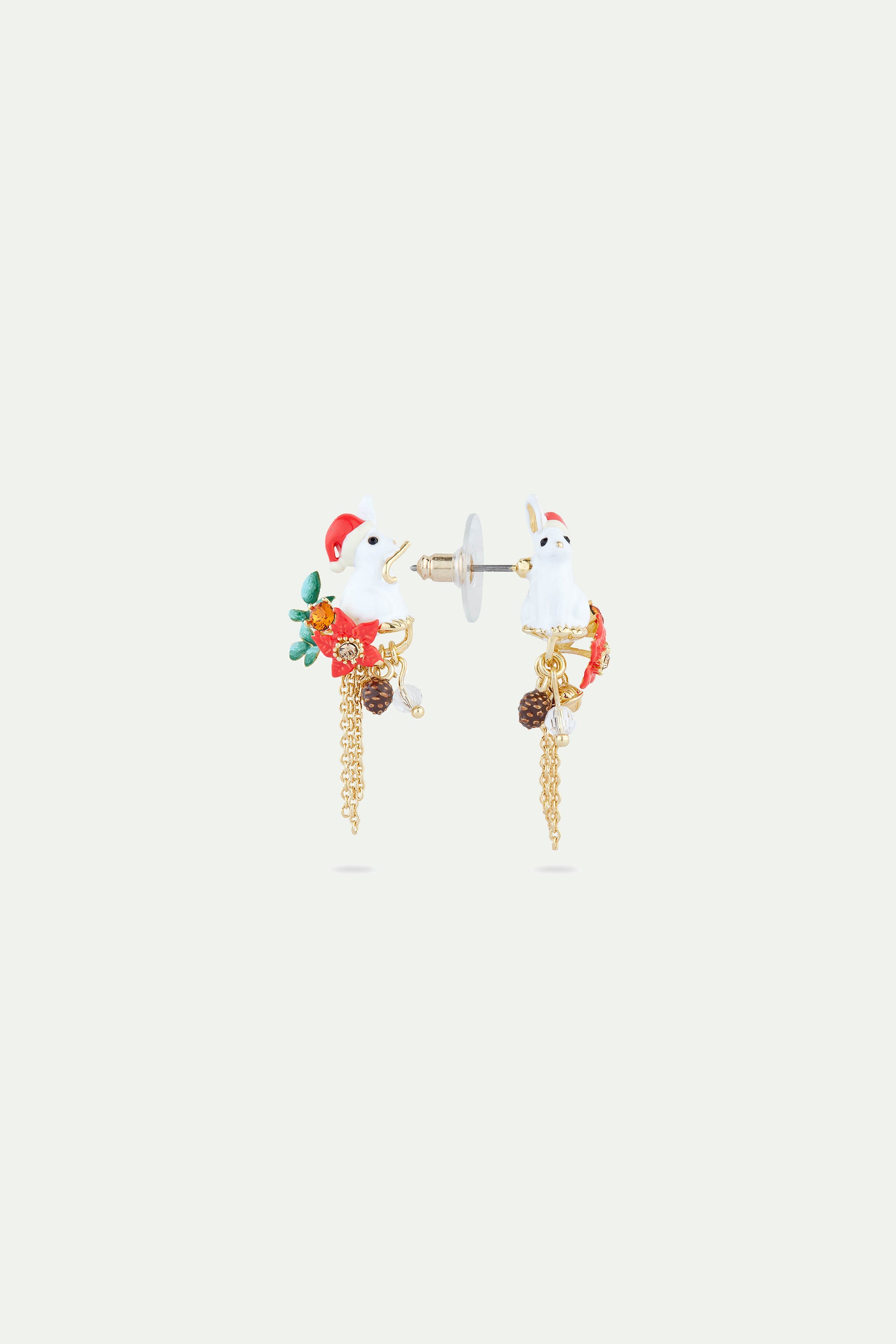 Enchanted Christmas rabbit post earrings