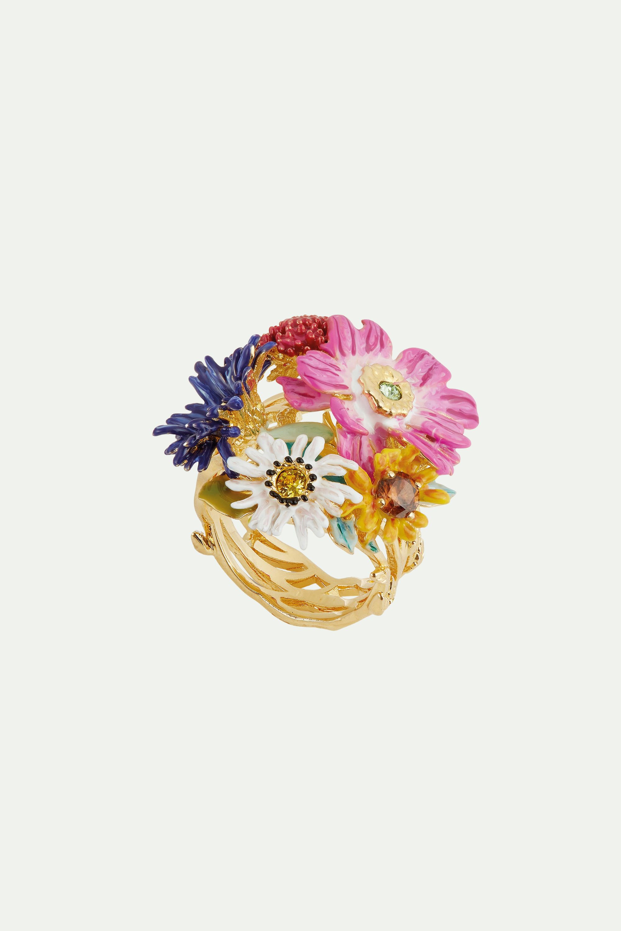 Wild flower bouquet cocktail ring