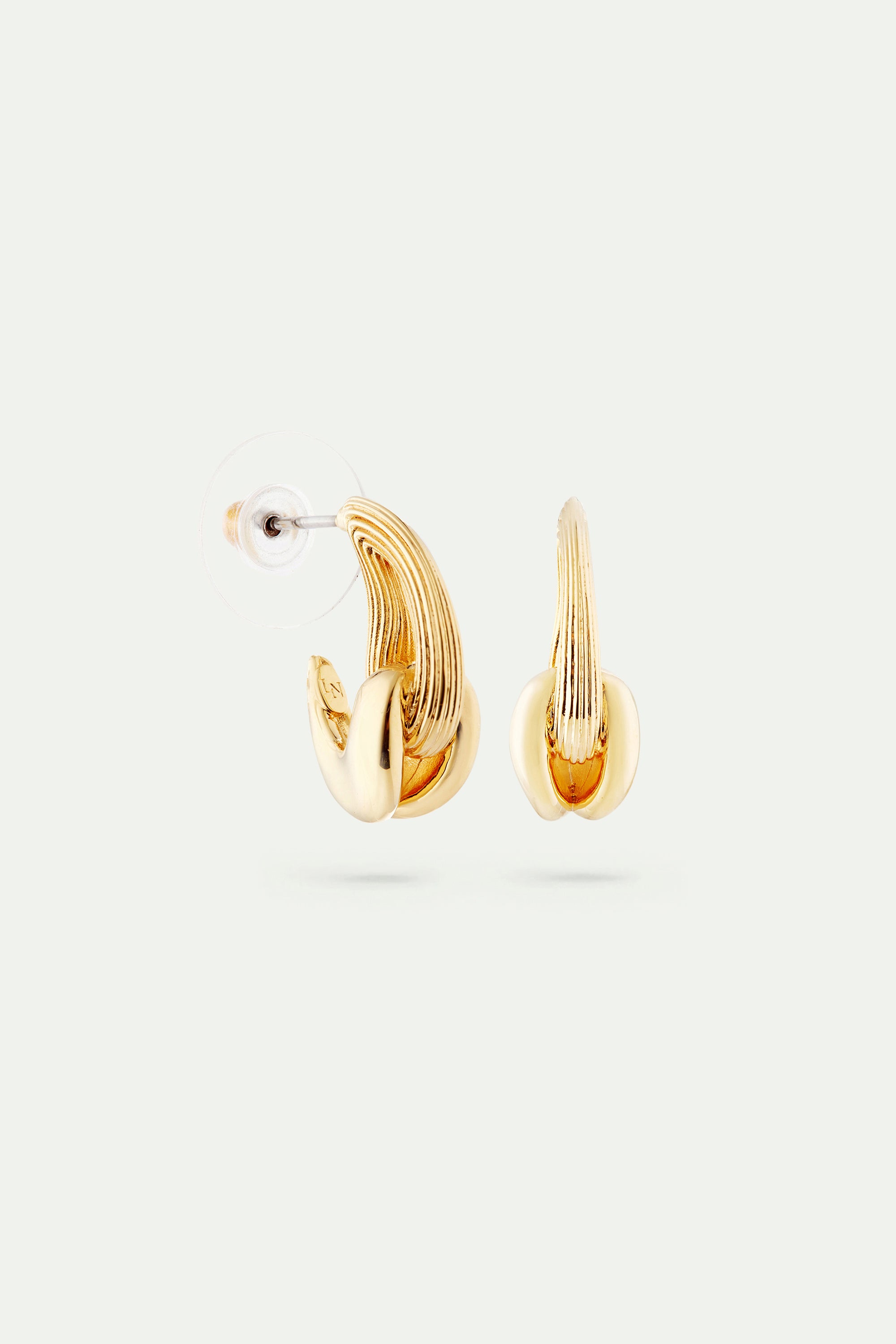 Gold and faceted glass hoop earrings