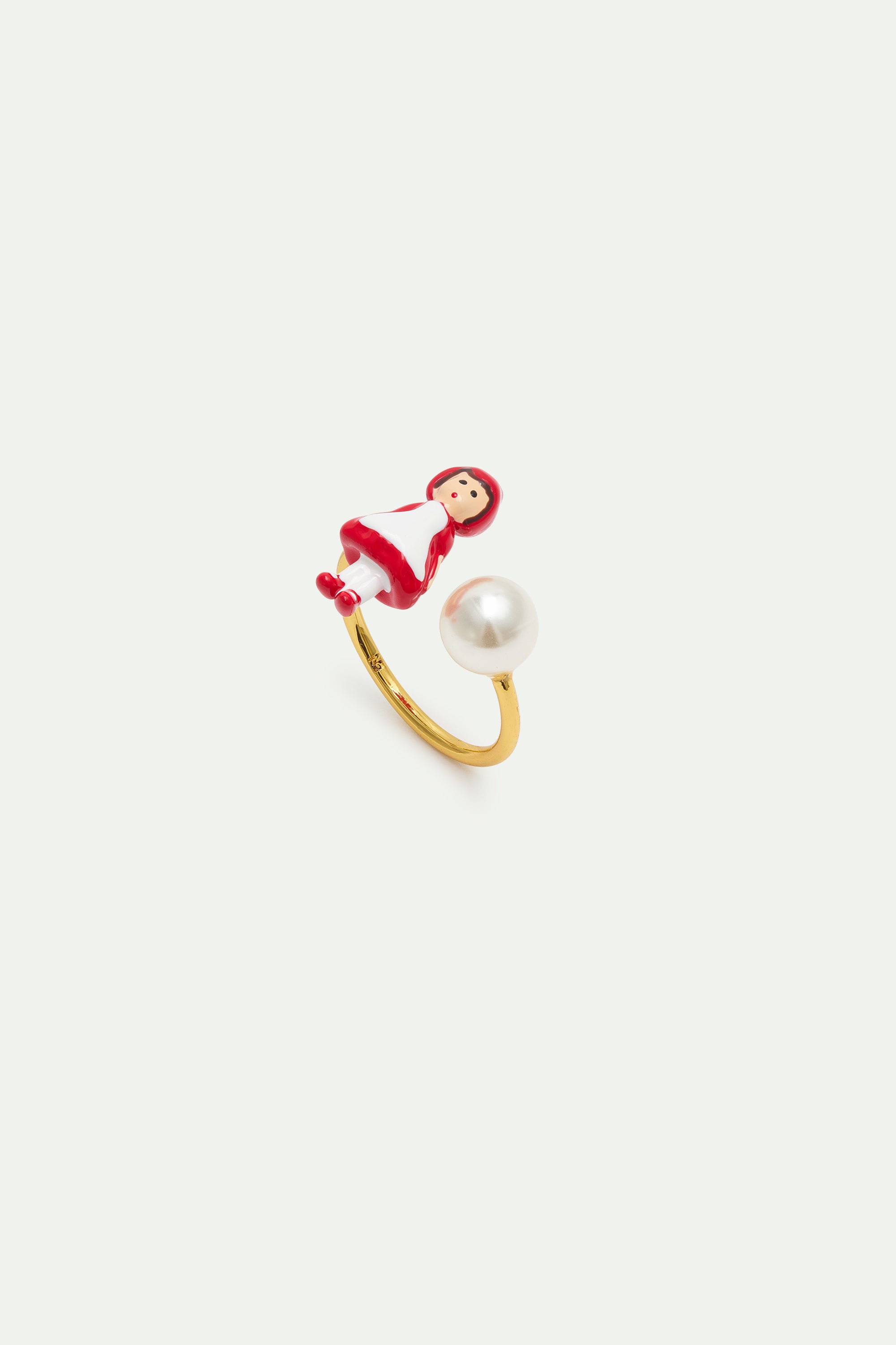 Little Red Riding Hood and imitation pearl adjustable ring