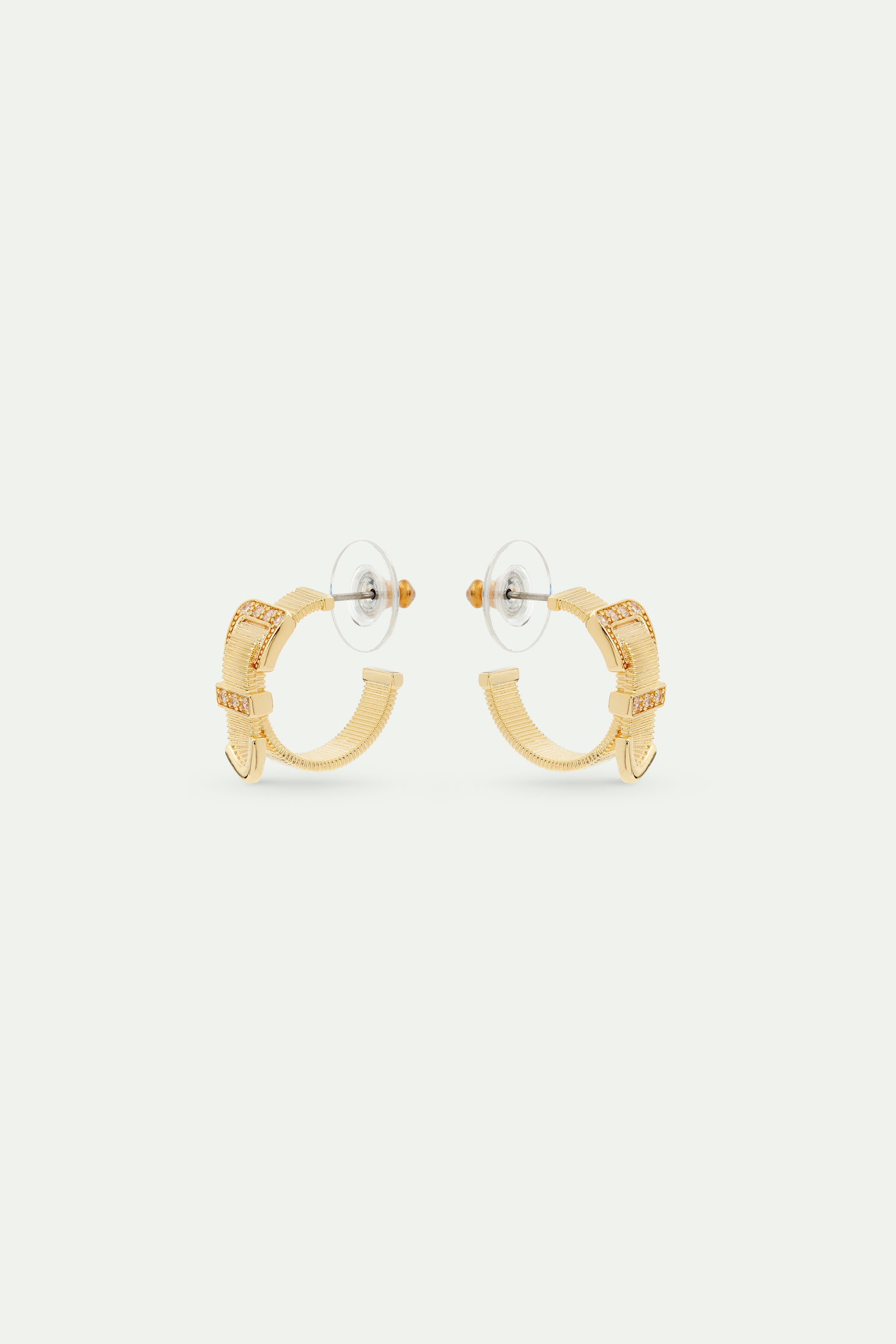 Gold-plated brass belt and crystal hoop earrings