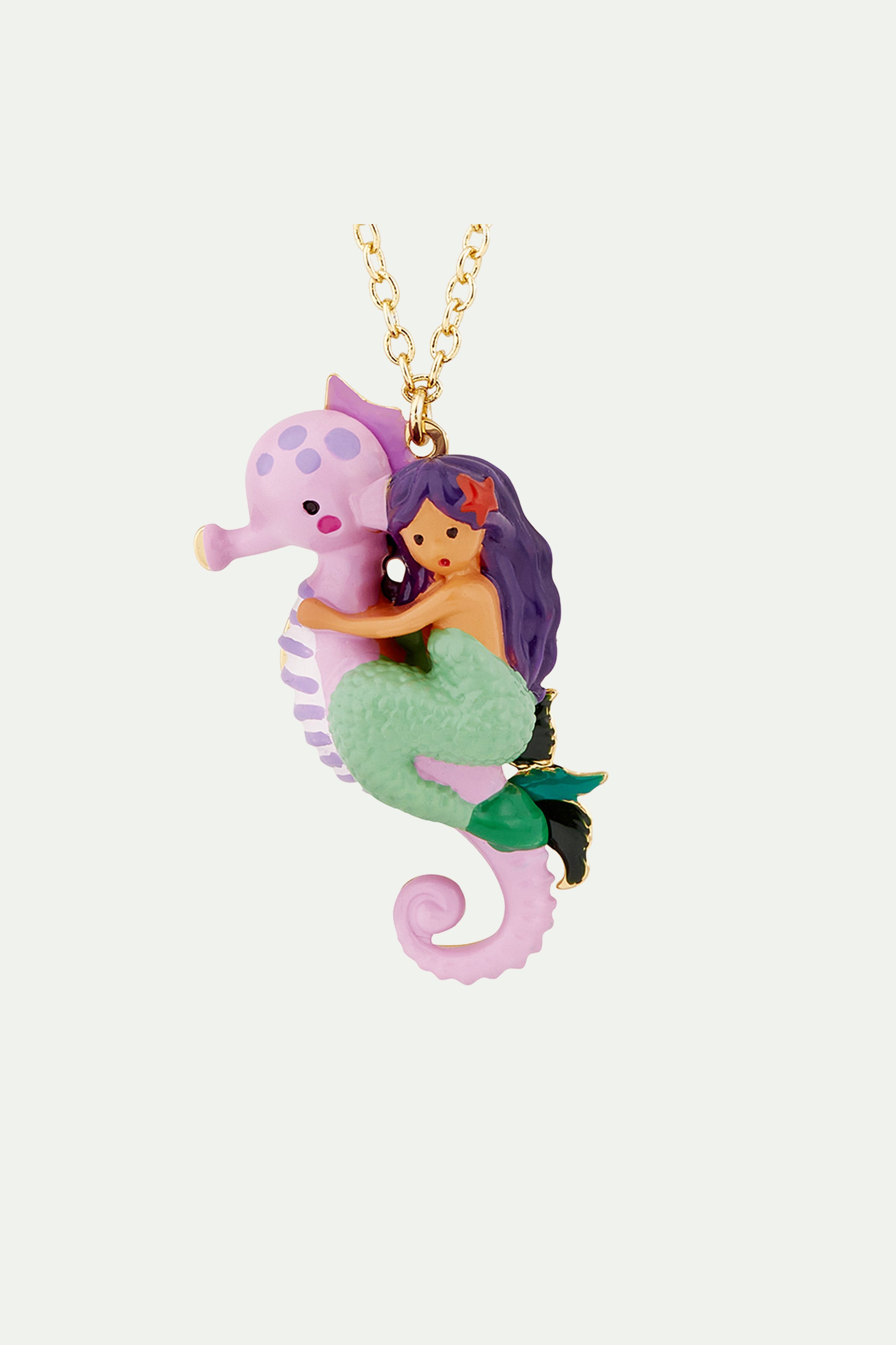 Mermaid and seahorse pendant necklace
