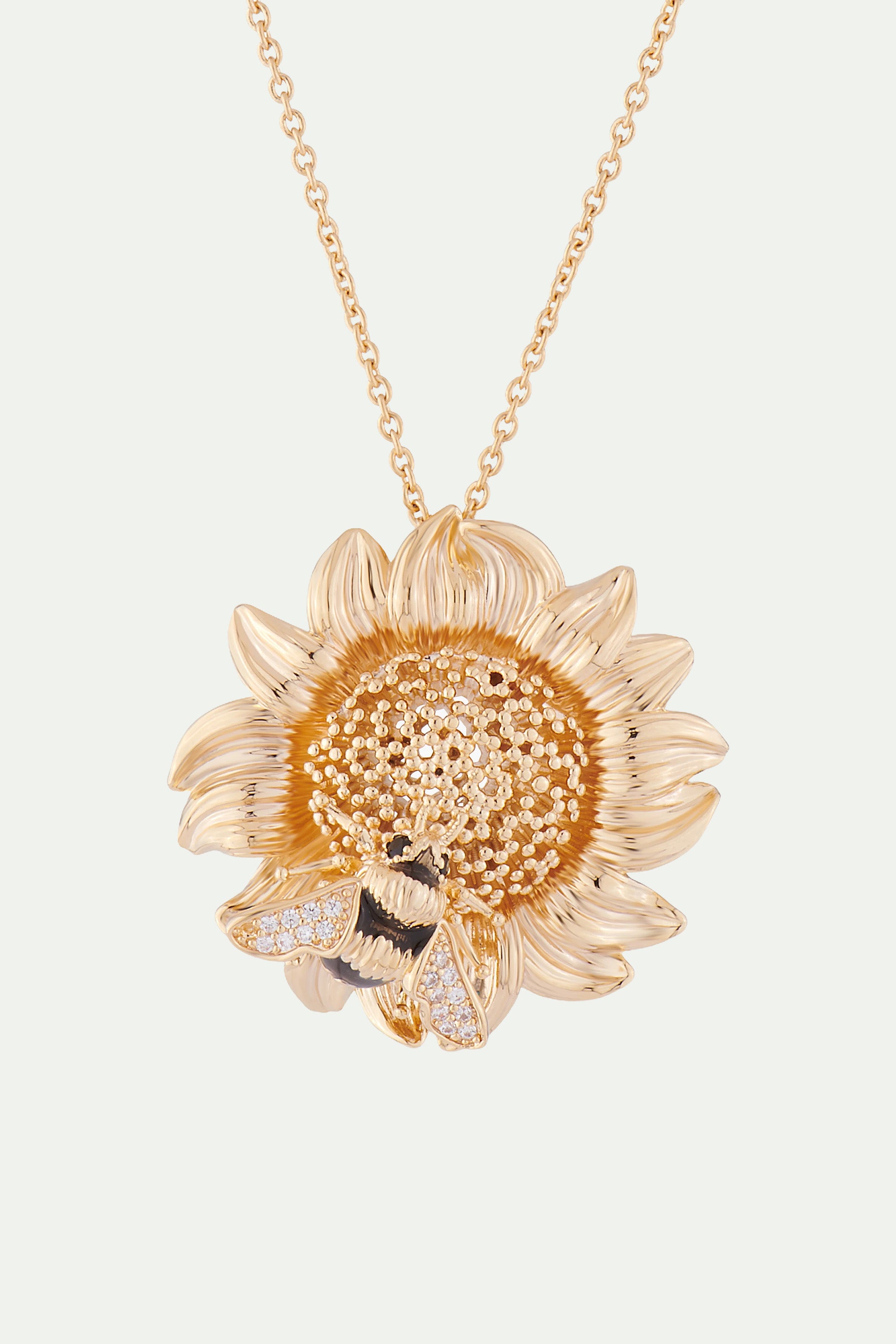 Sunflower and Bumblebee Pendant Necklace