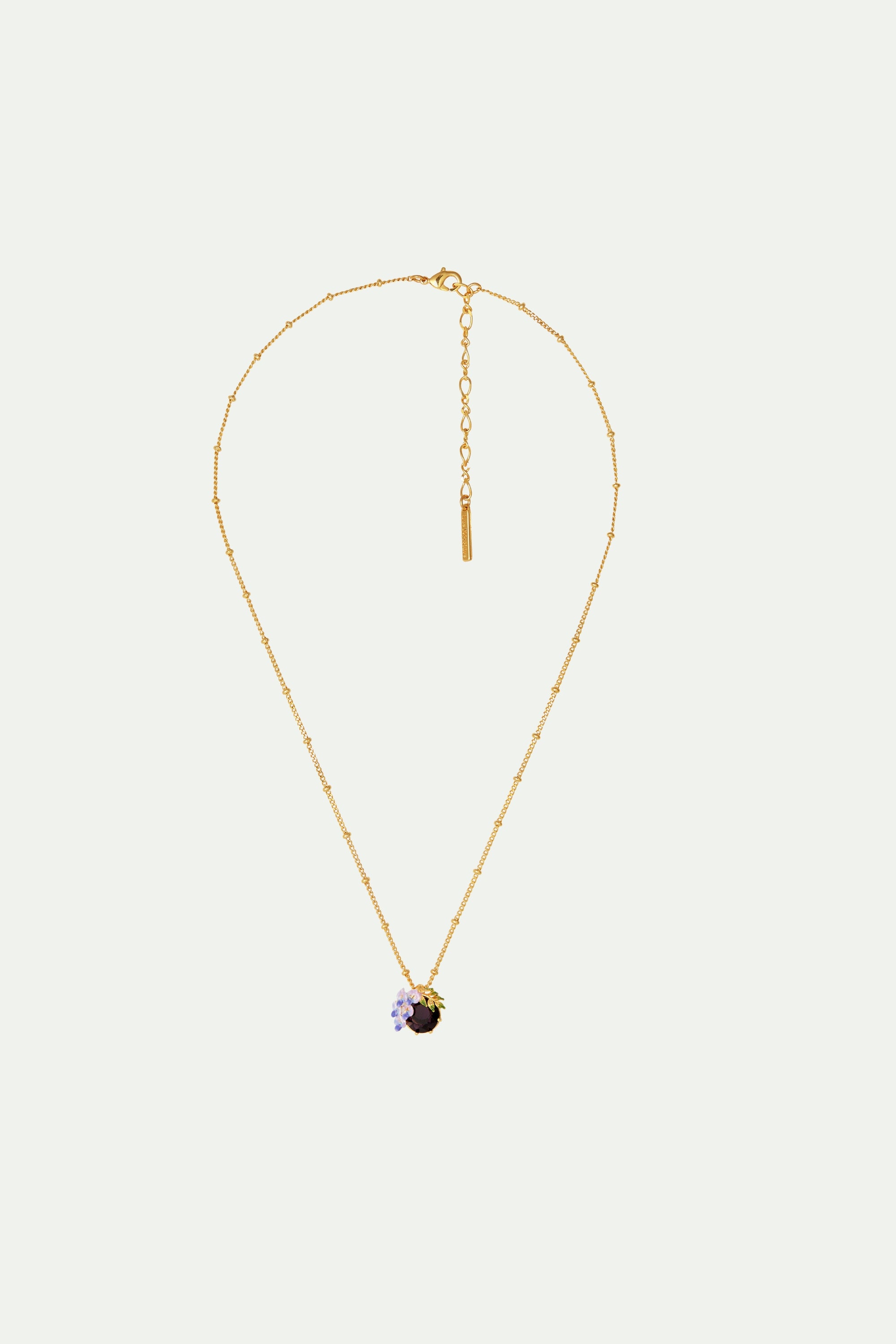 Small Wisteria and Faceted Glass Pendant Necklace