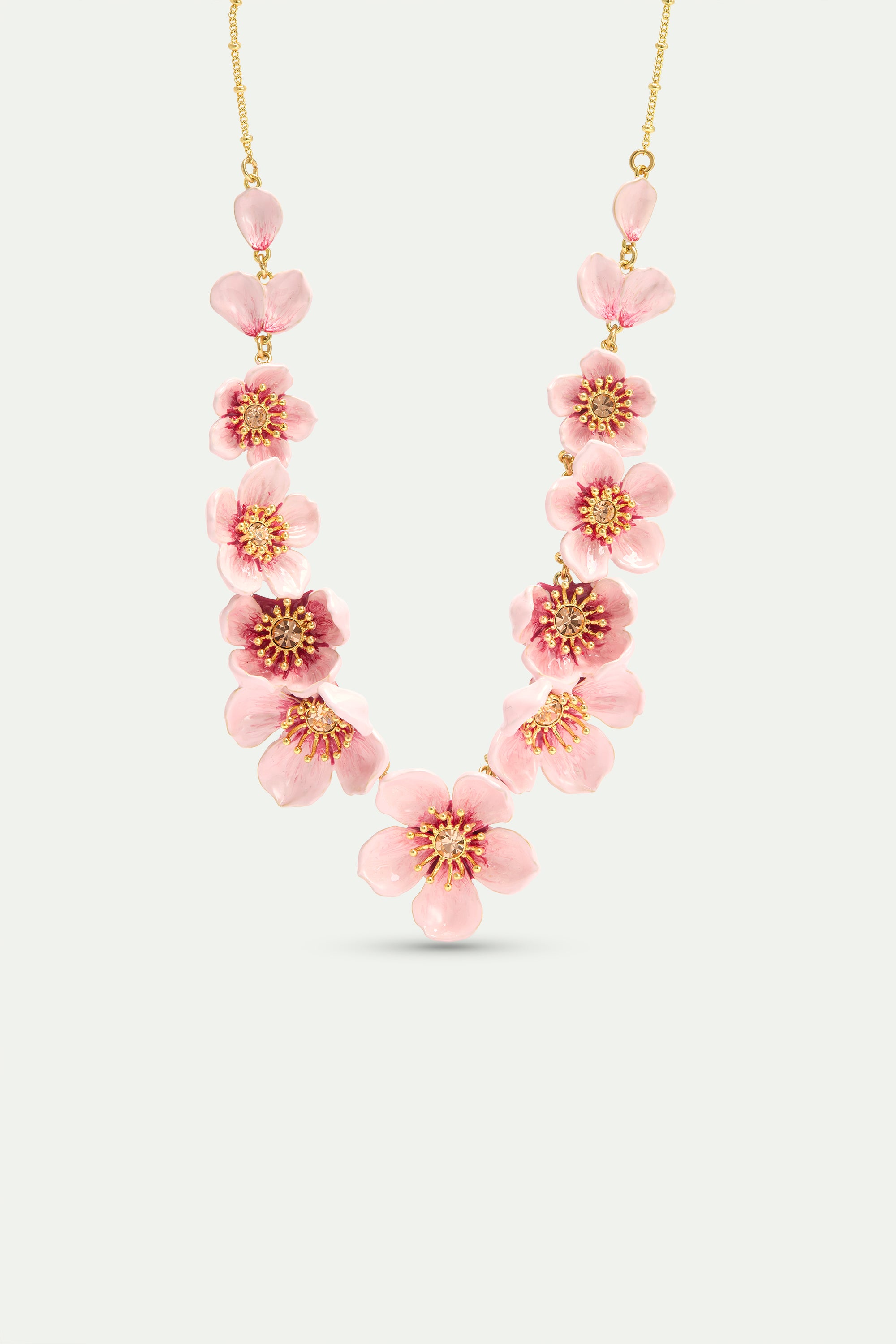 Pink cherry blossom statement necklace
