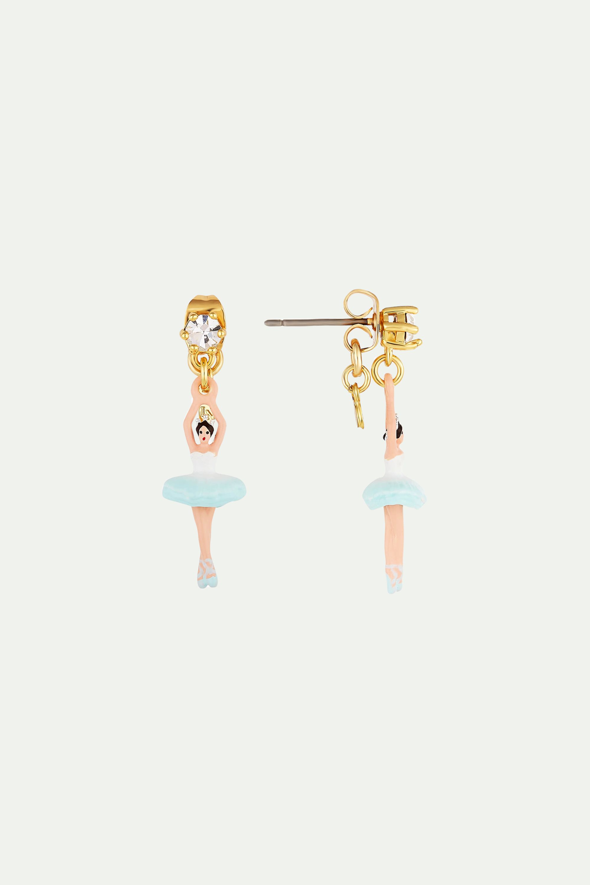 Ballerina and Faceted Crystal post earrings