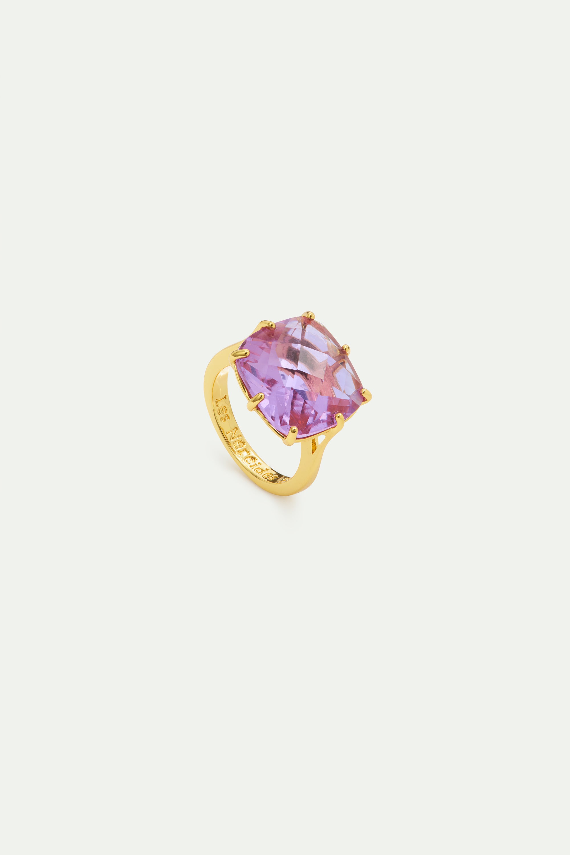 Lavender Diamantine square stone solitaire ring