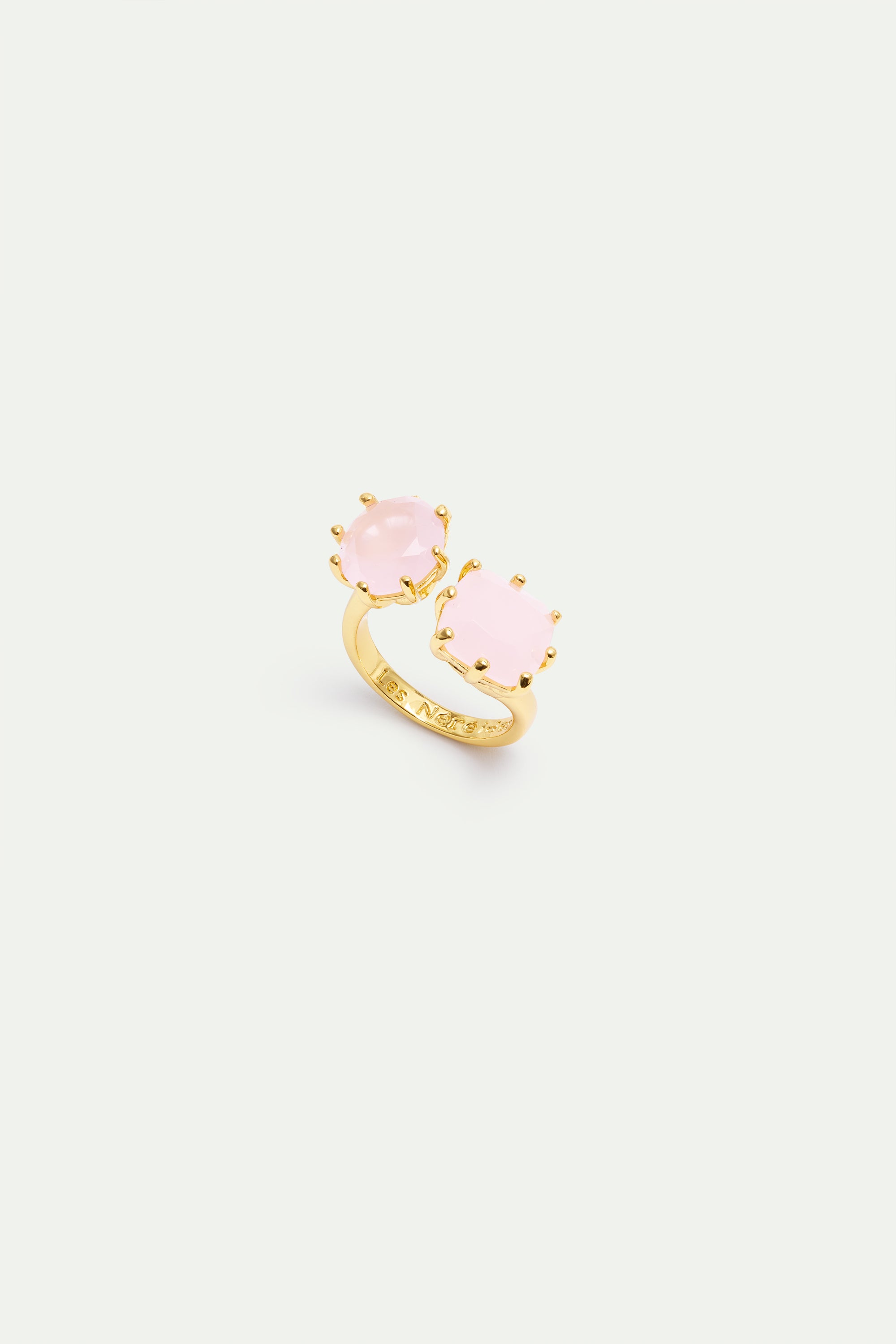 Diamantine adjustable ring with 2 light pink stones
