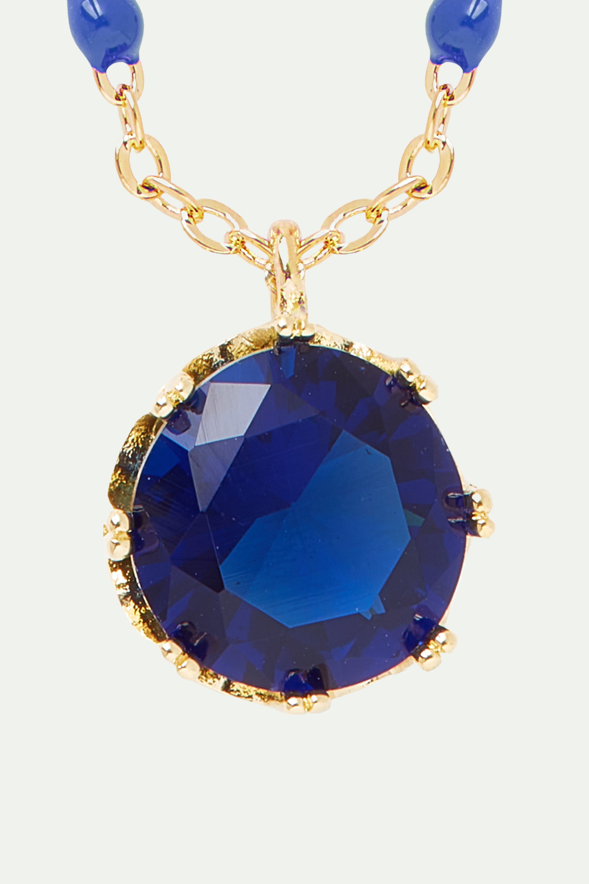 Blue round stone pendant necklace