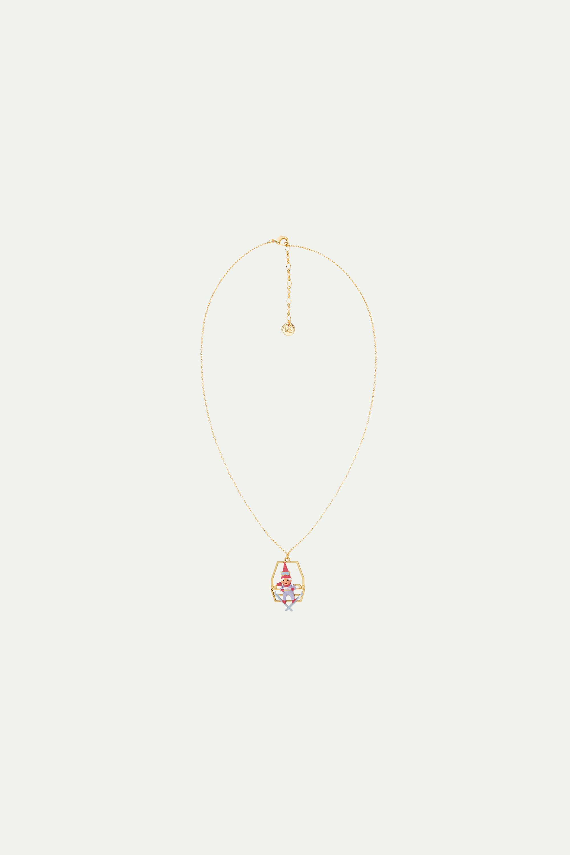 Garden gnome and chairlift pendant necklace