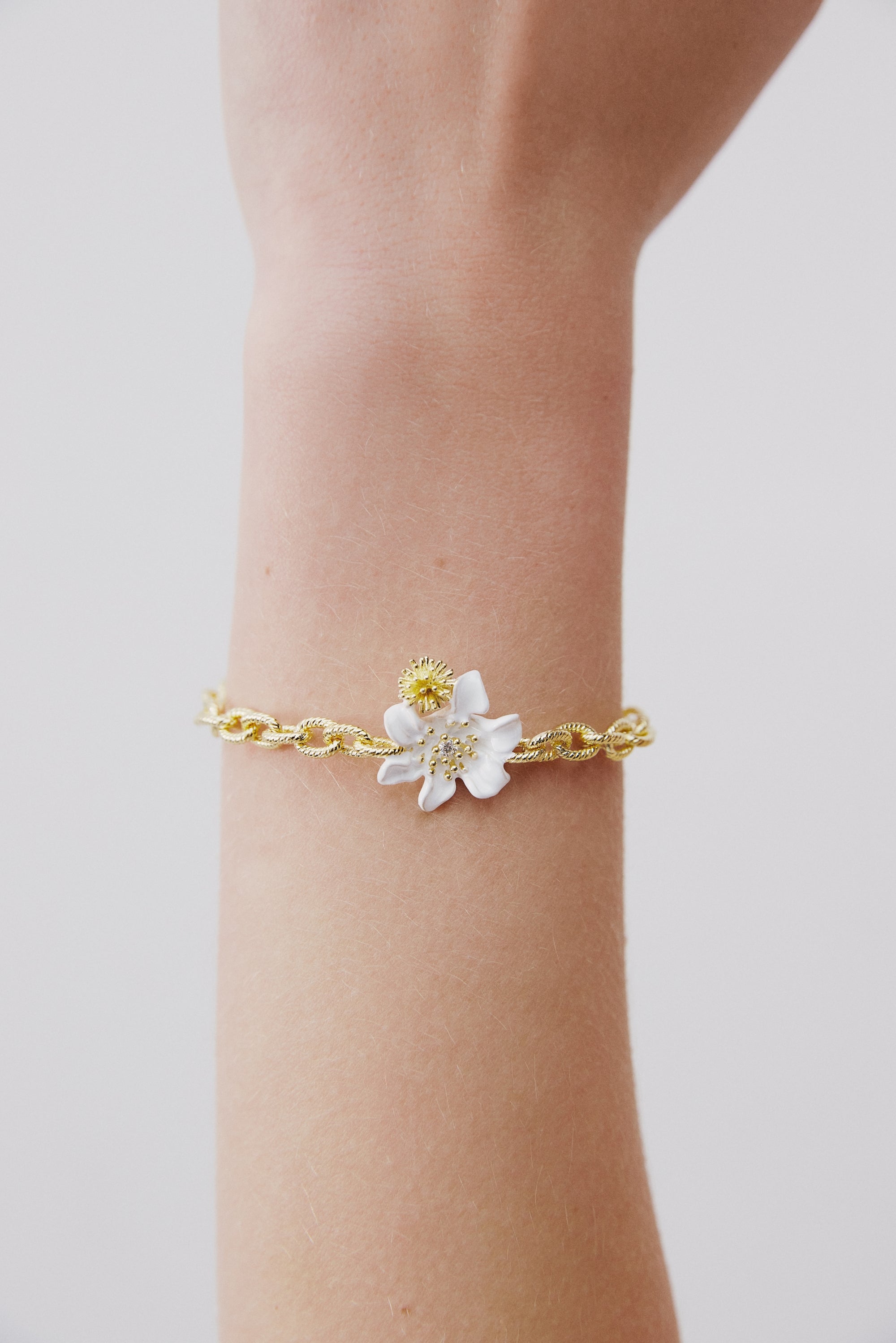 Large white clematis and Japanese kerria bracelet