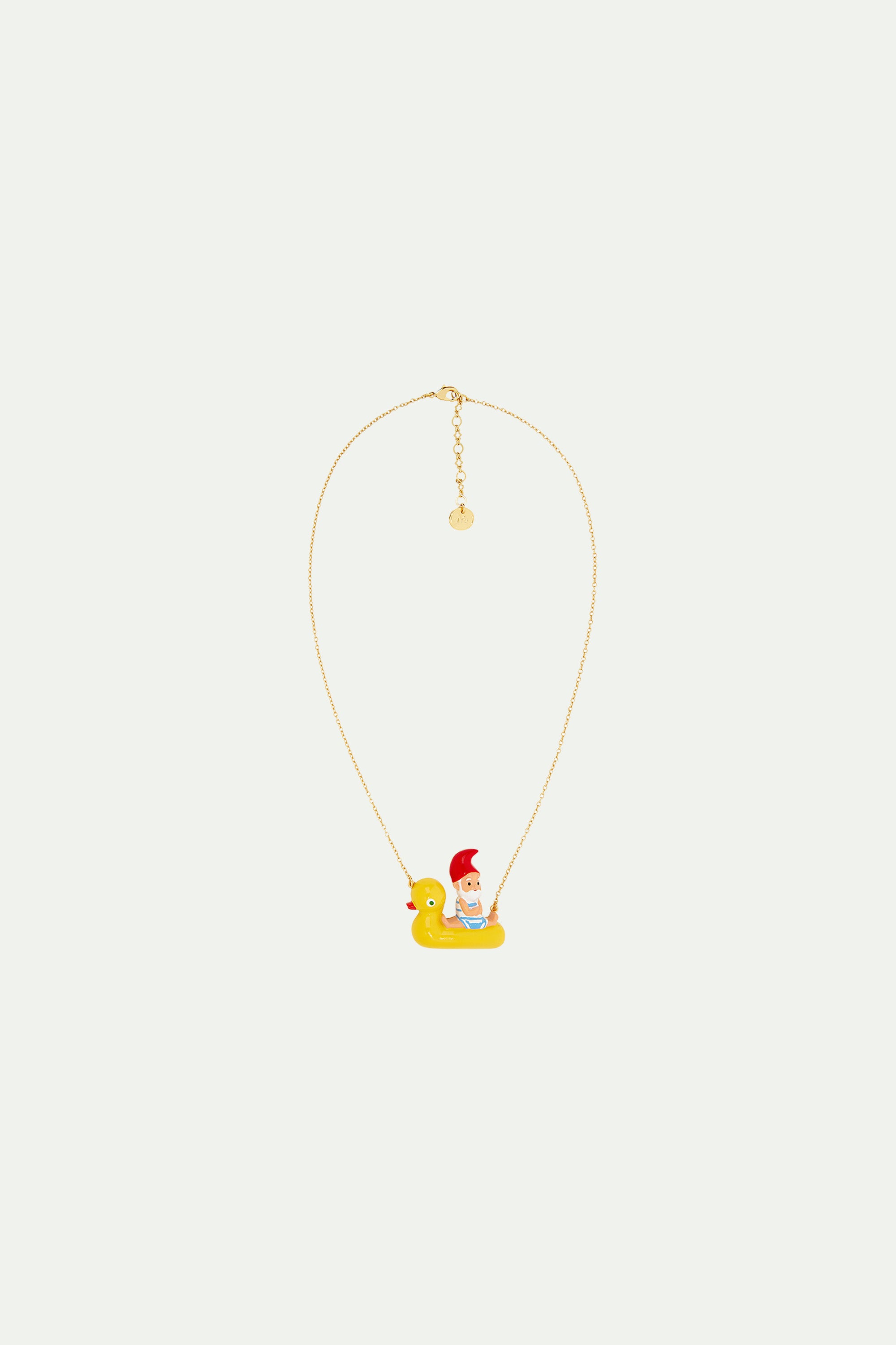 Garden gnome and inflatable duck ring statement necklace