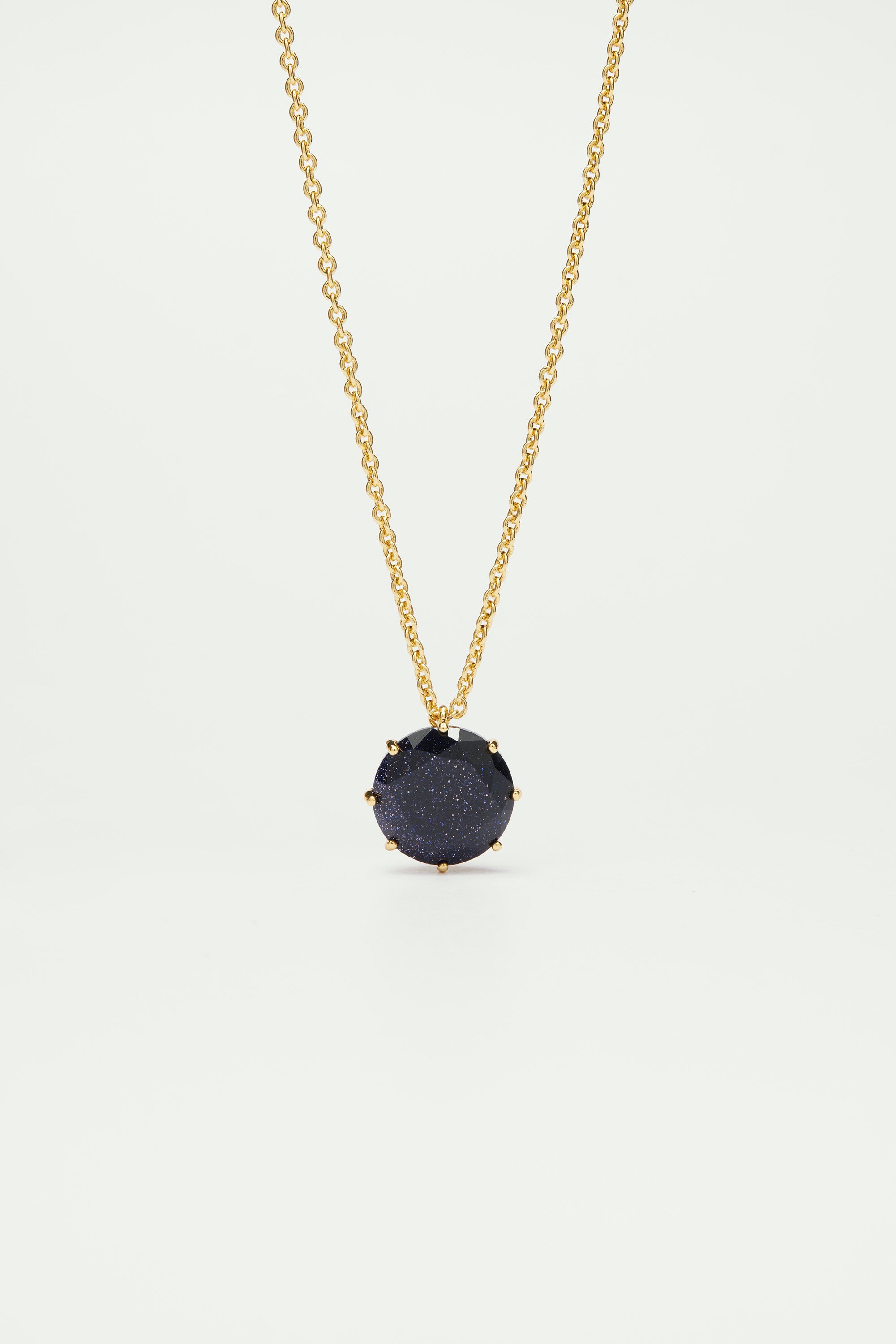Deep Sparkling Blue Round Stone La Diamantine Long Necklace