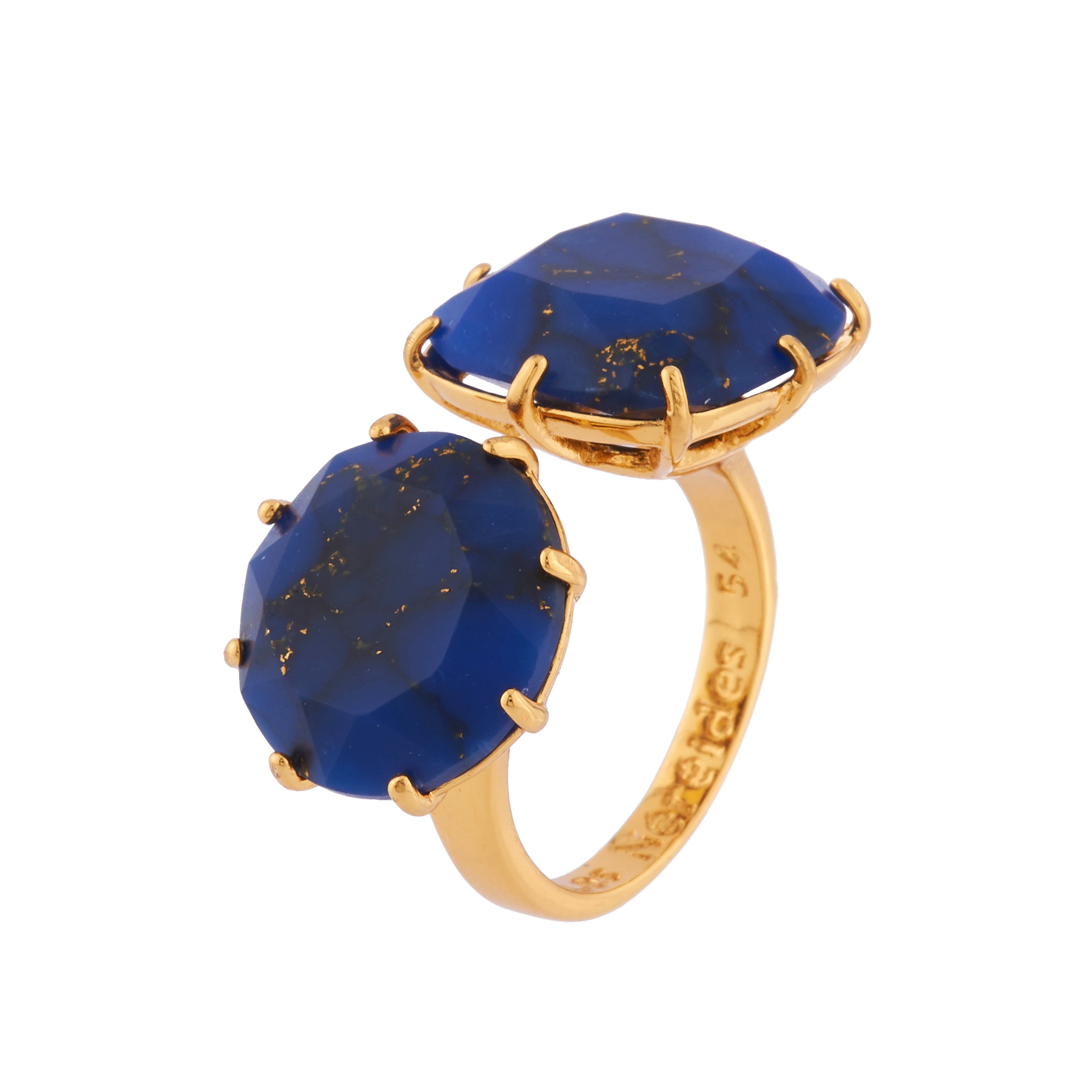 'You and I' ring with dark blue stones with golden chips