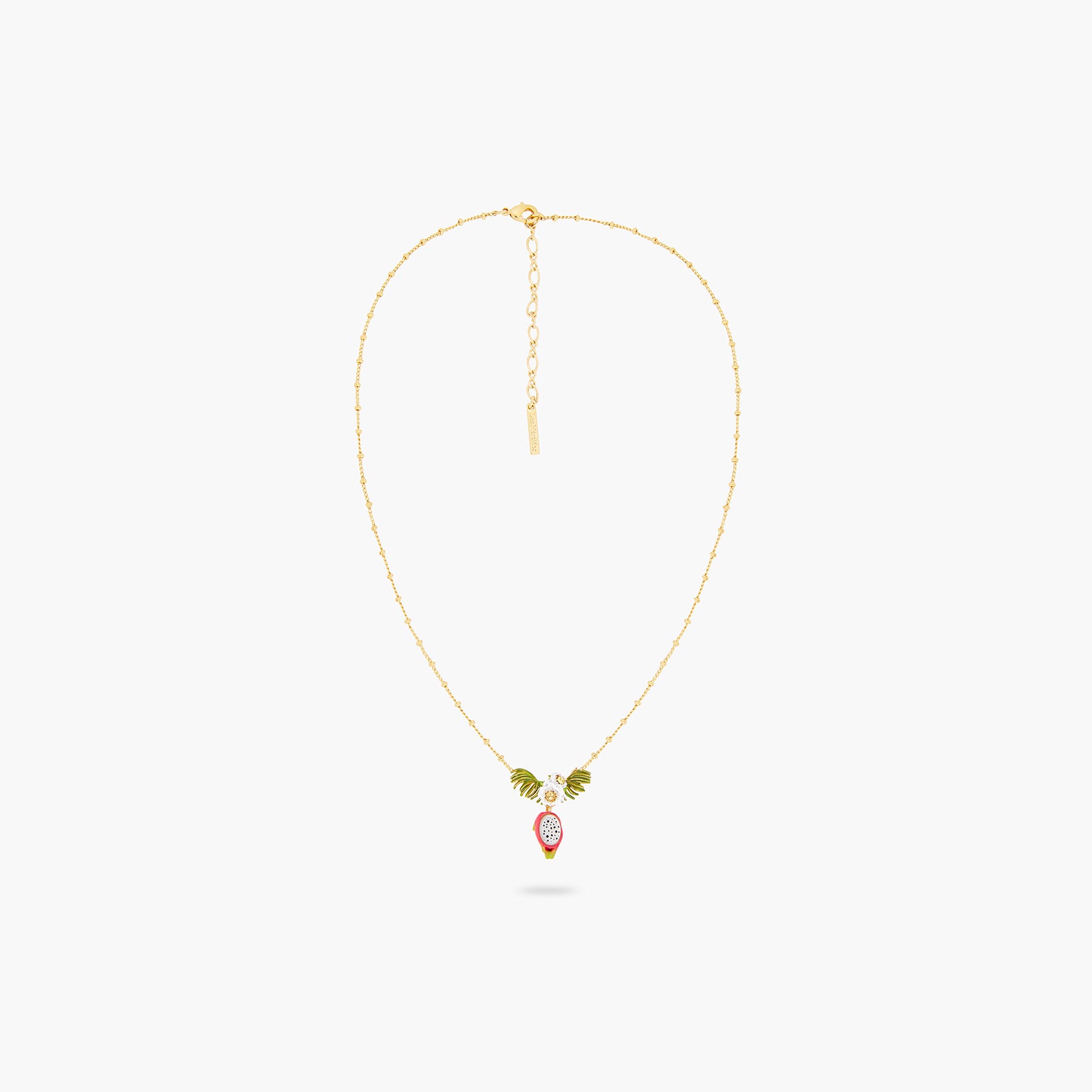 Dragonfruit and pitaya flower pendant necklace