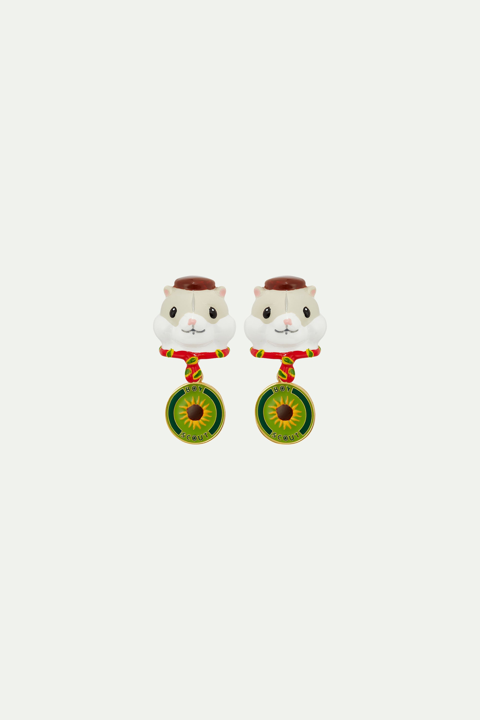 Scout hamster and sunflower badge earrings