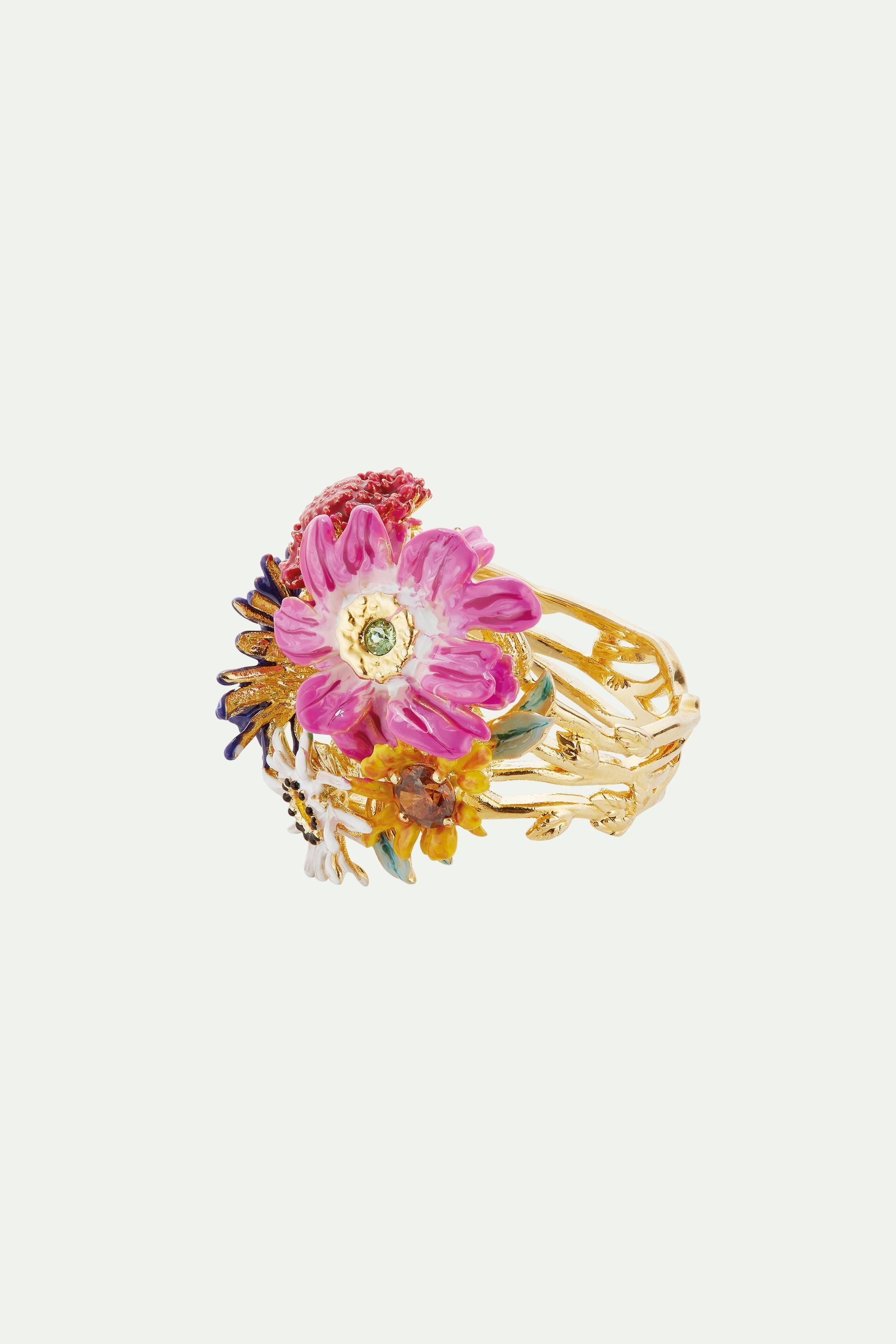 Wild flower bouquet cocktail ring