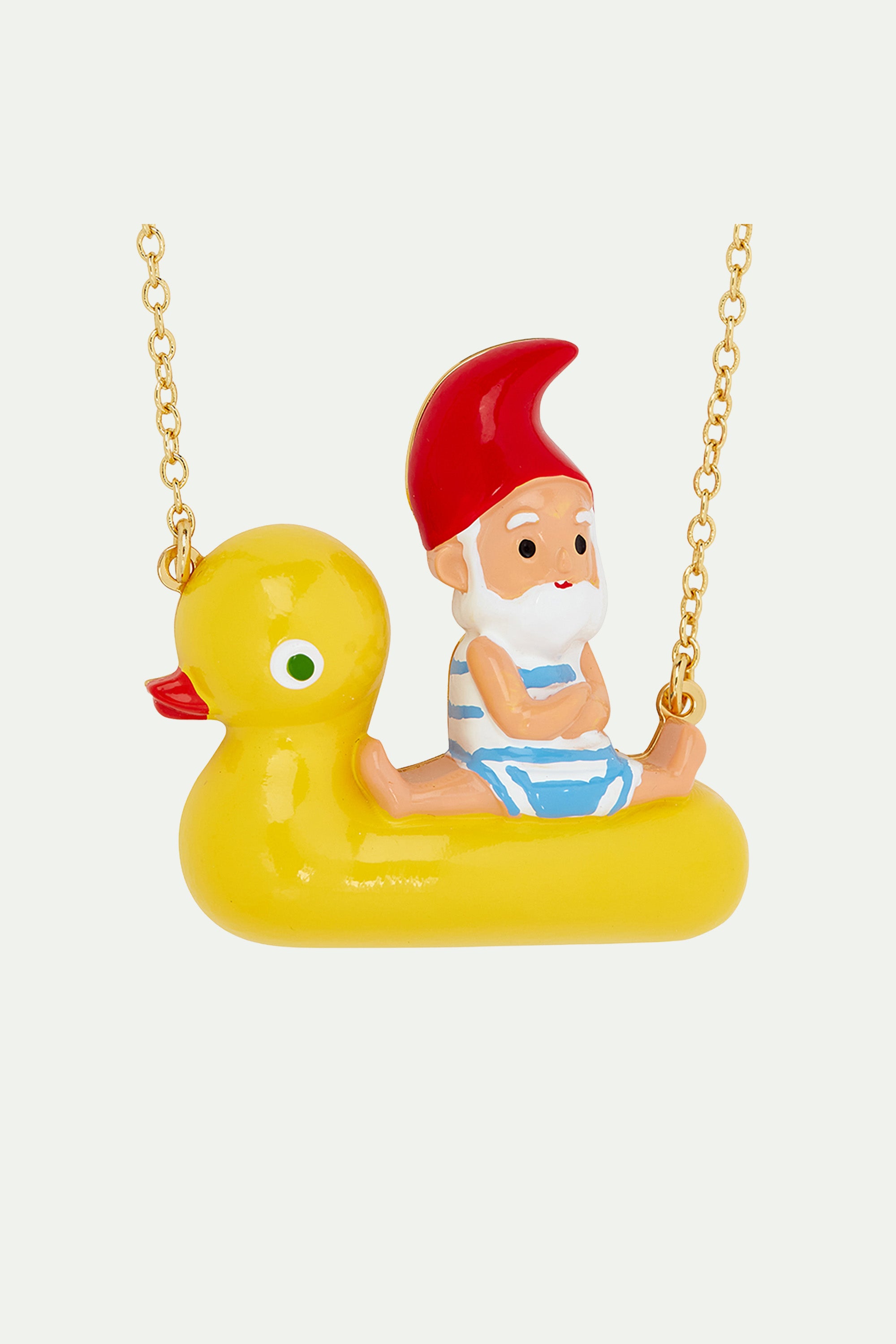 Garden gnome and inflatable duck ring statement necklace