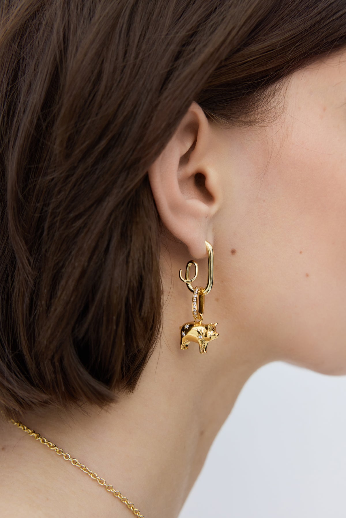 Gold post hoop earrings