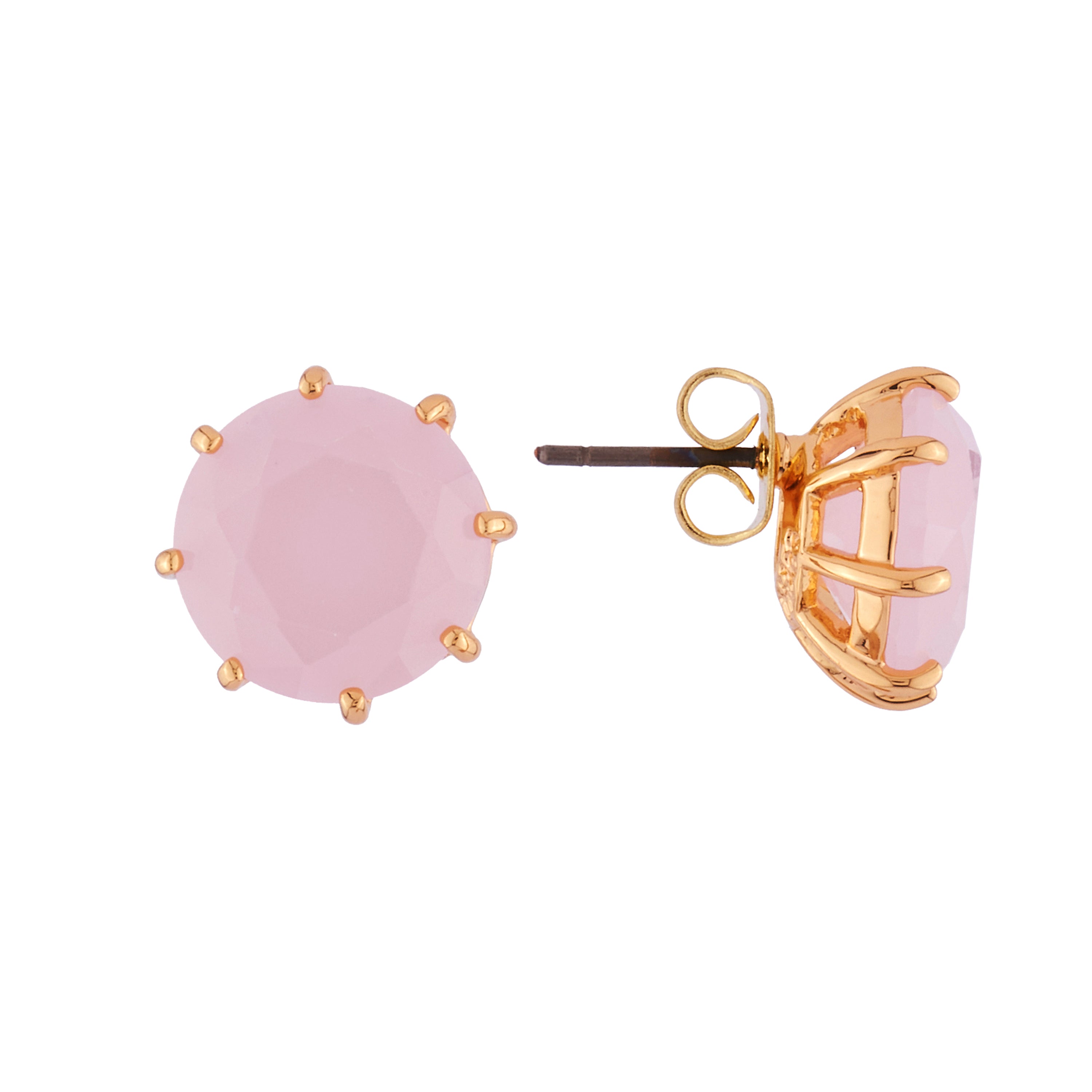 Pink Small Round Stone La Diamantine Stud Earrings