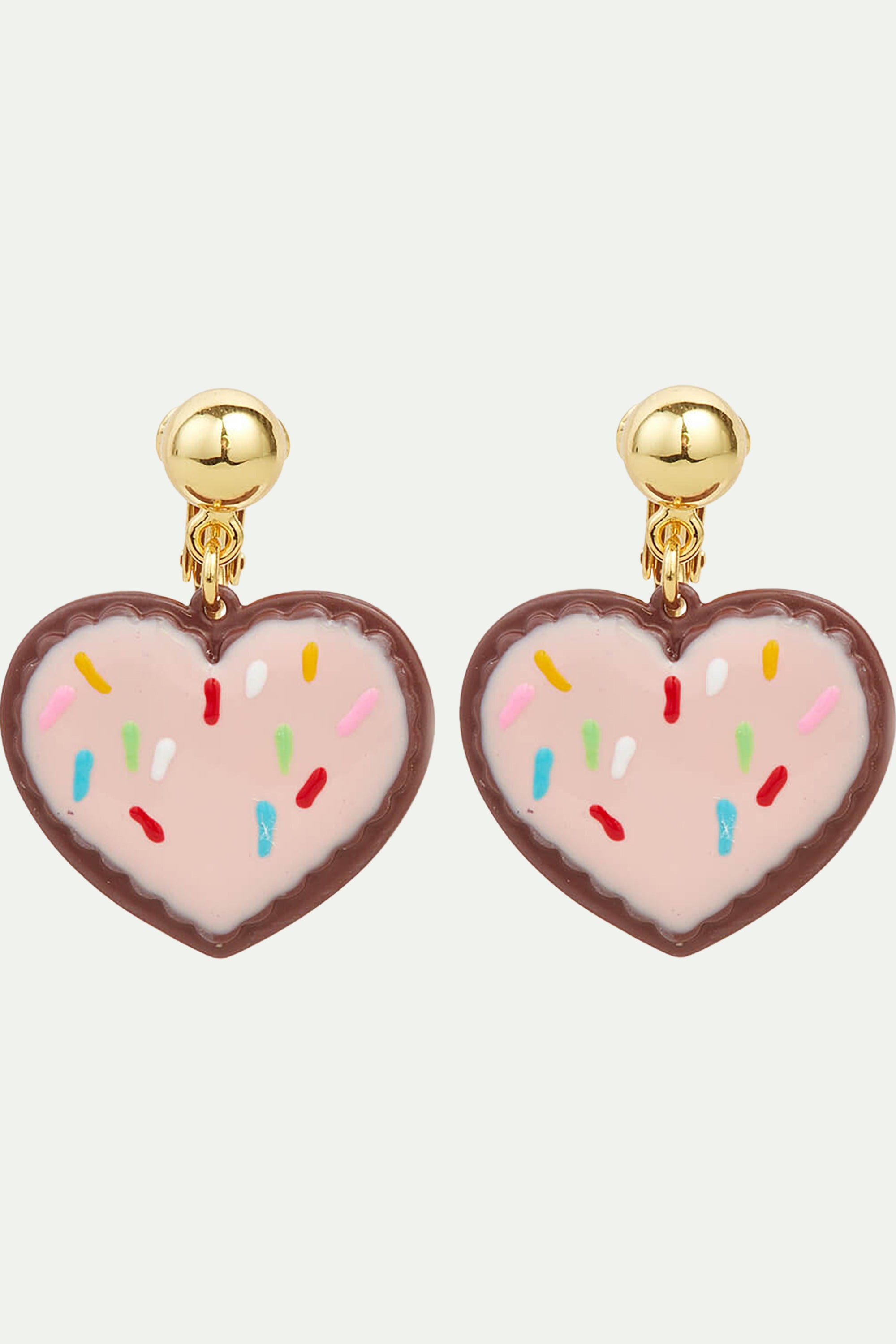 Heart-shaped biscuit post earrings