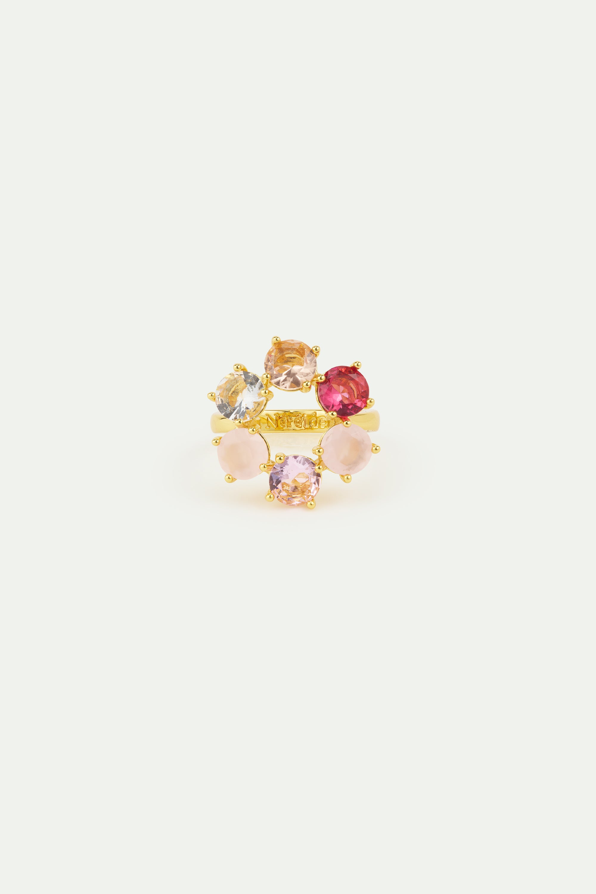 Gradient pink diamantine ring with 6 stones