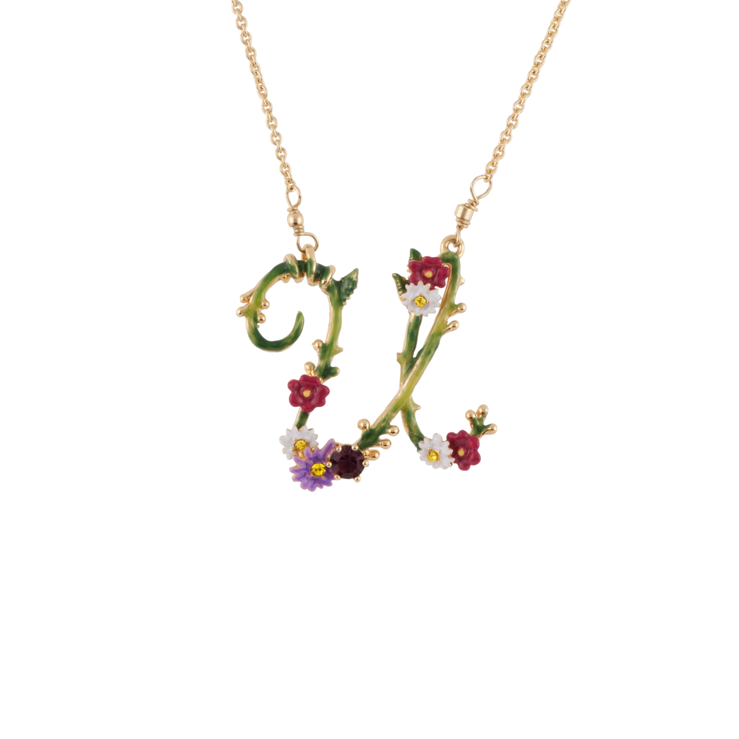 Necklace 38+4cm LETTRES FLORALES Letter U