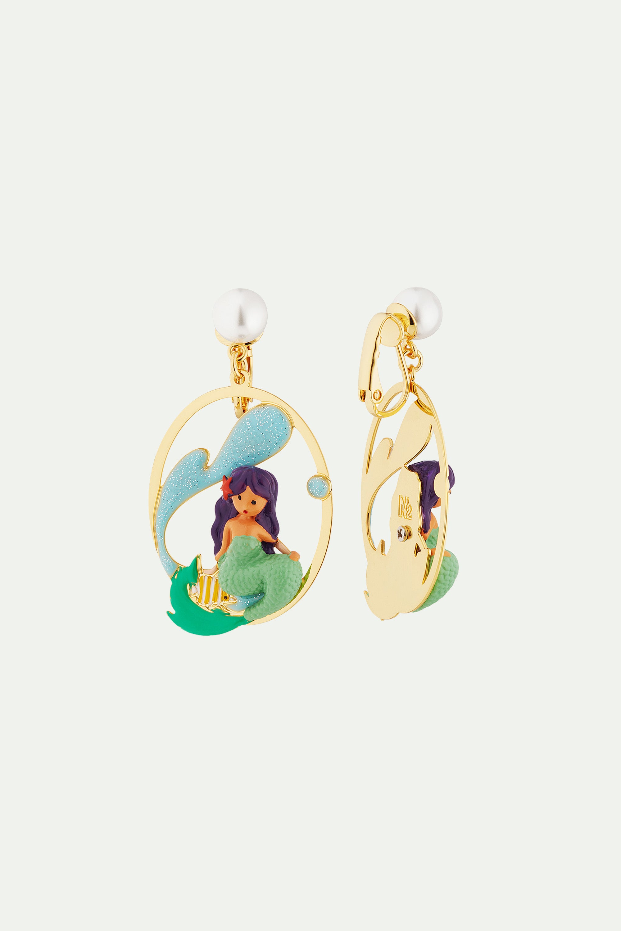 Mermaid and wave earrings