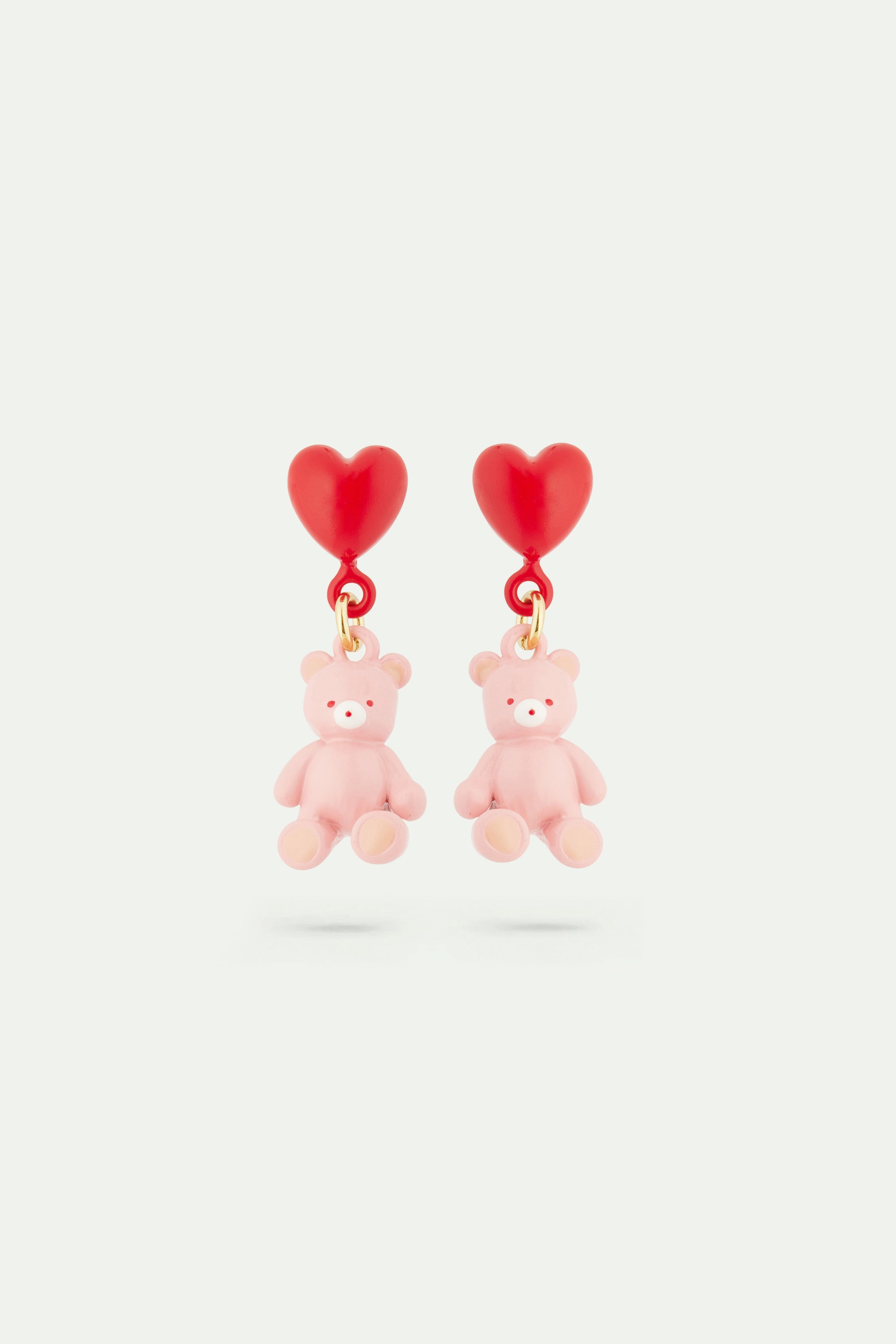 Teddy bear and heart balloon earrings