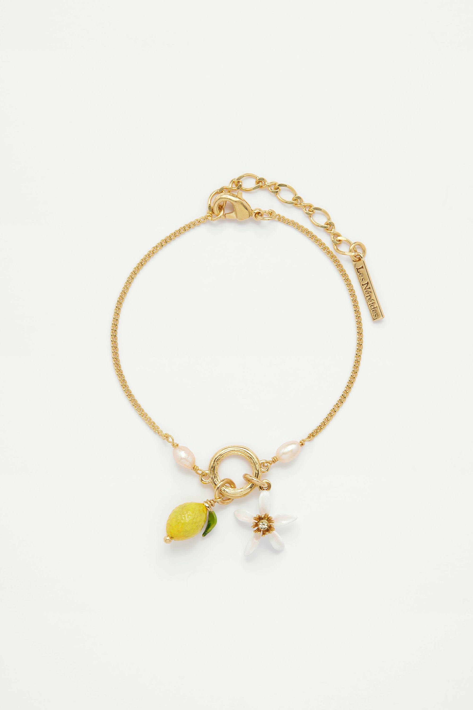 Lemon and lemon blossom fine bracelet