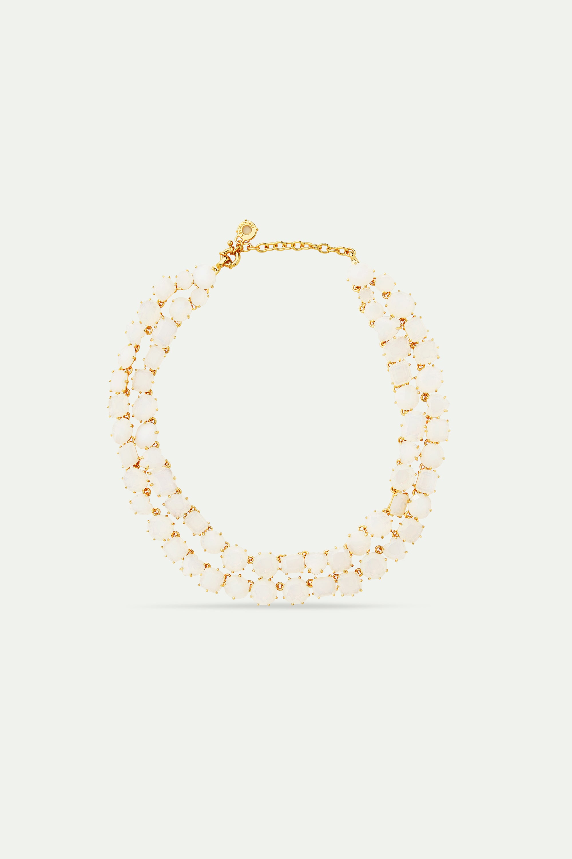 Luxury two-row necklace Diamantine opalescent white