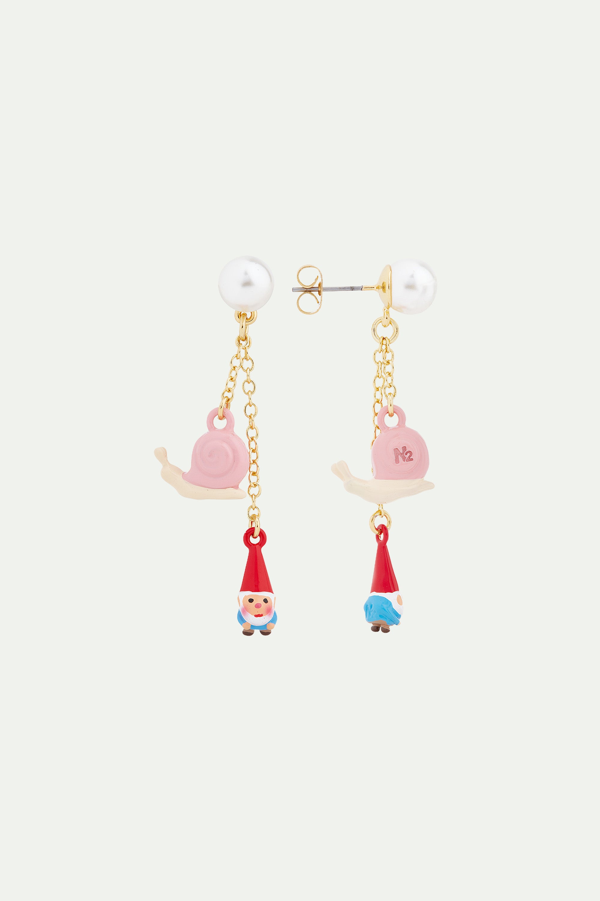 Garden gnome and snail clip-on earrings