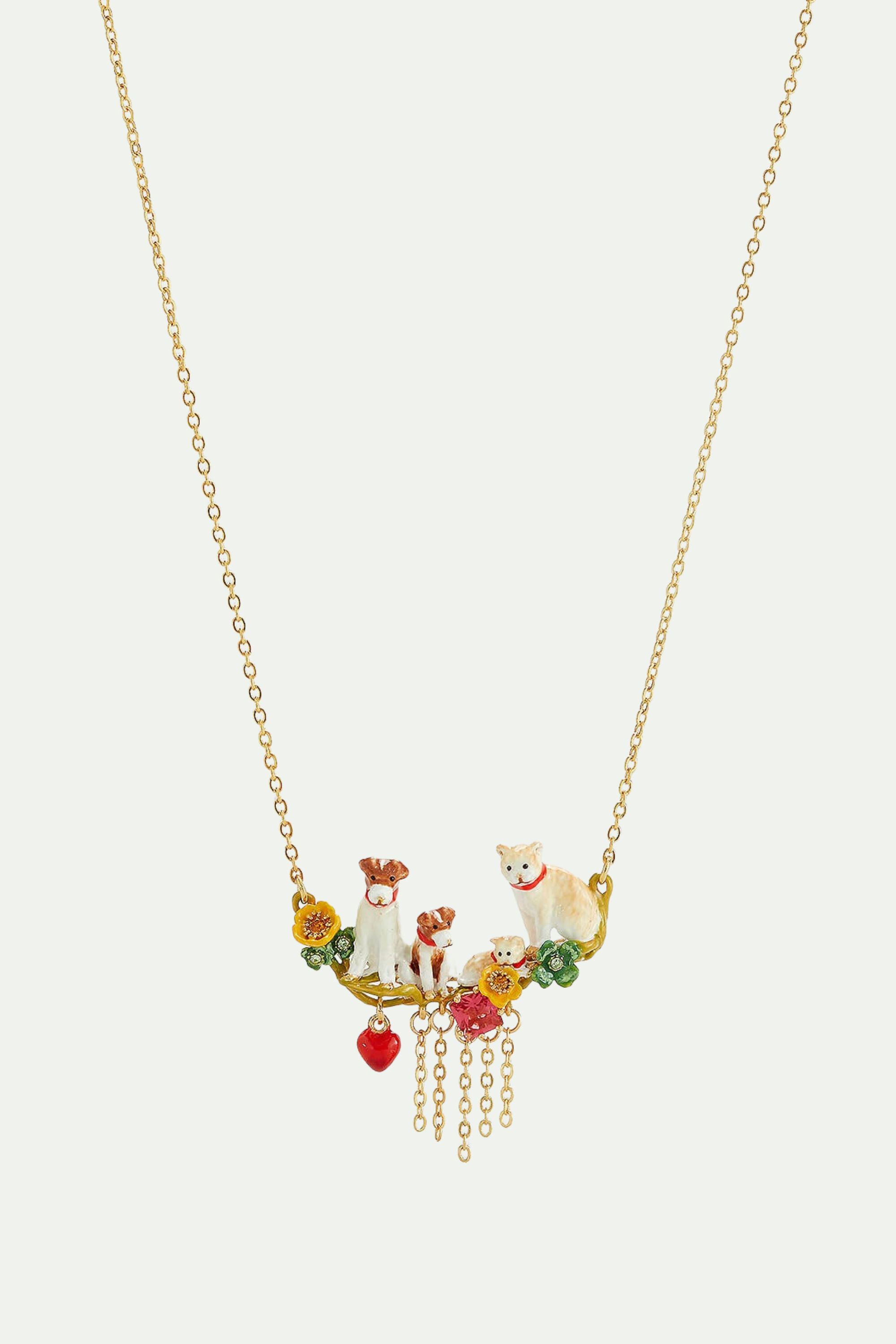 Cats and dogs statement necklace