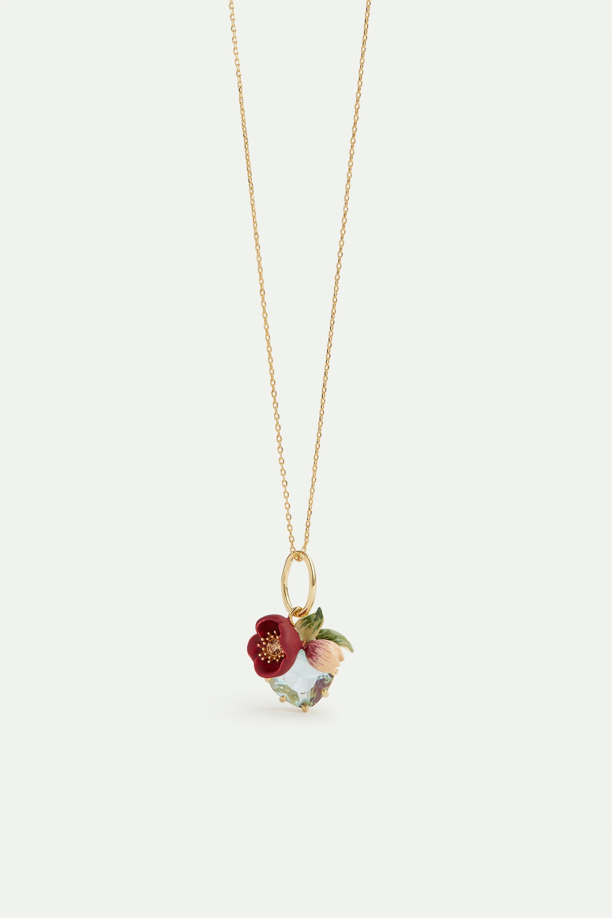 Red helleborus and cut stone pendant, Serenity and Love