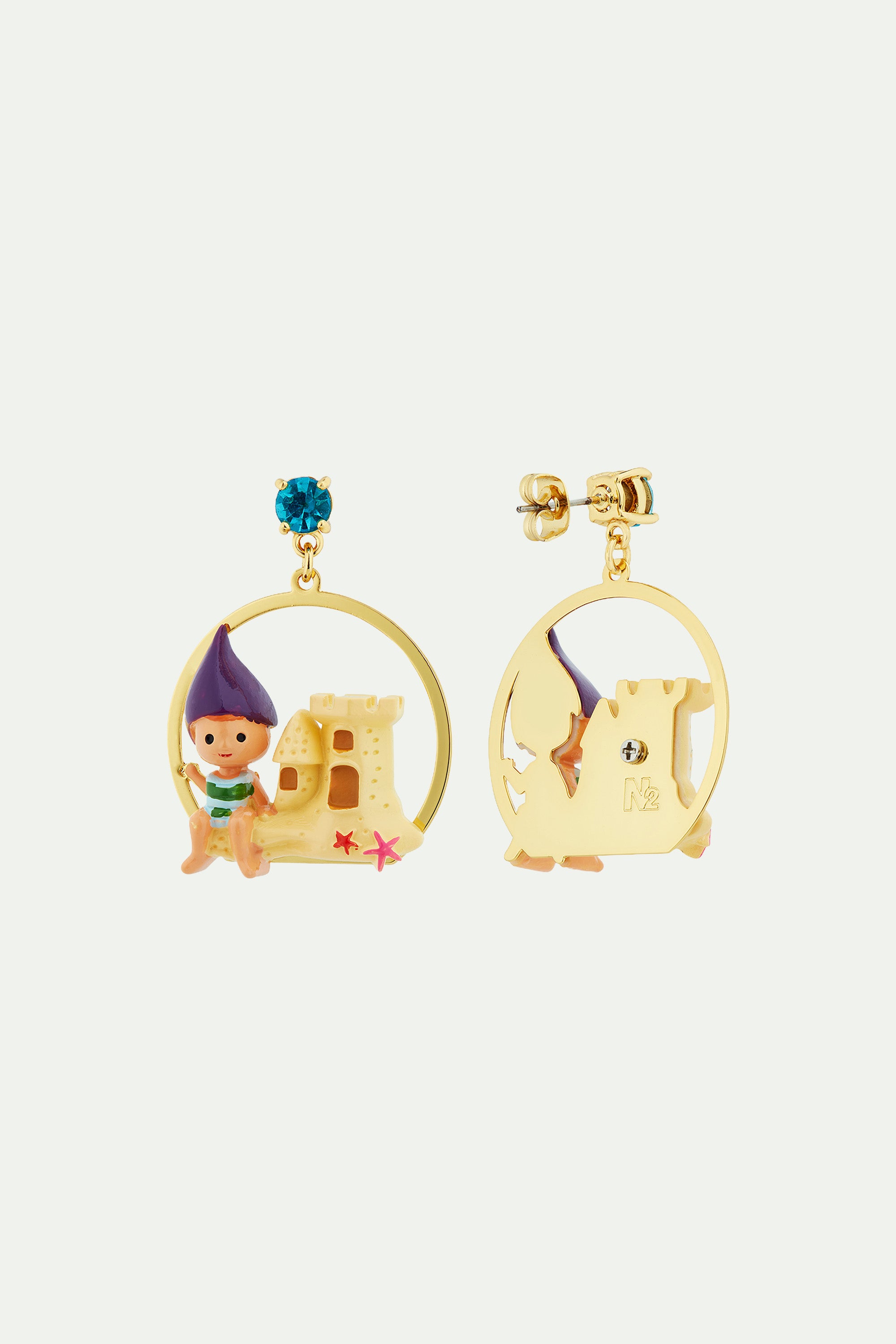 Garden gnome and sandcastle earrings