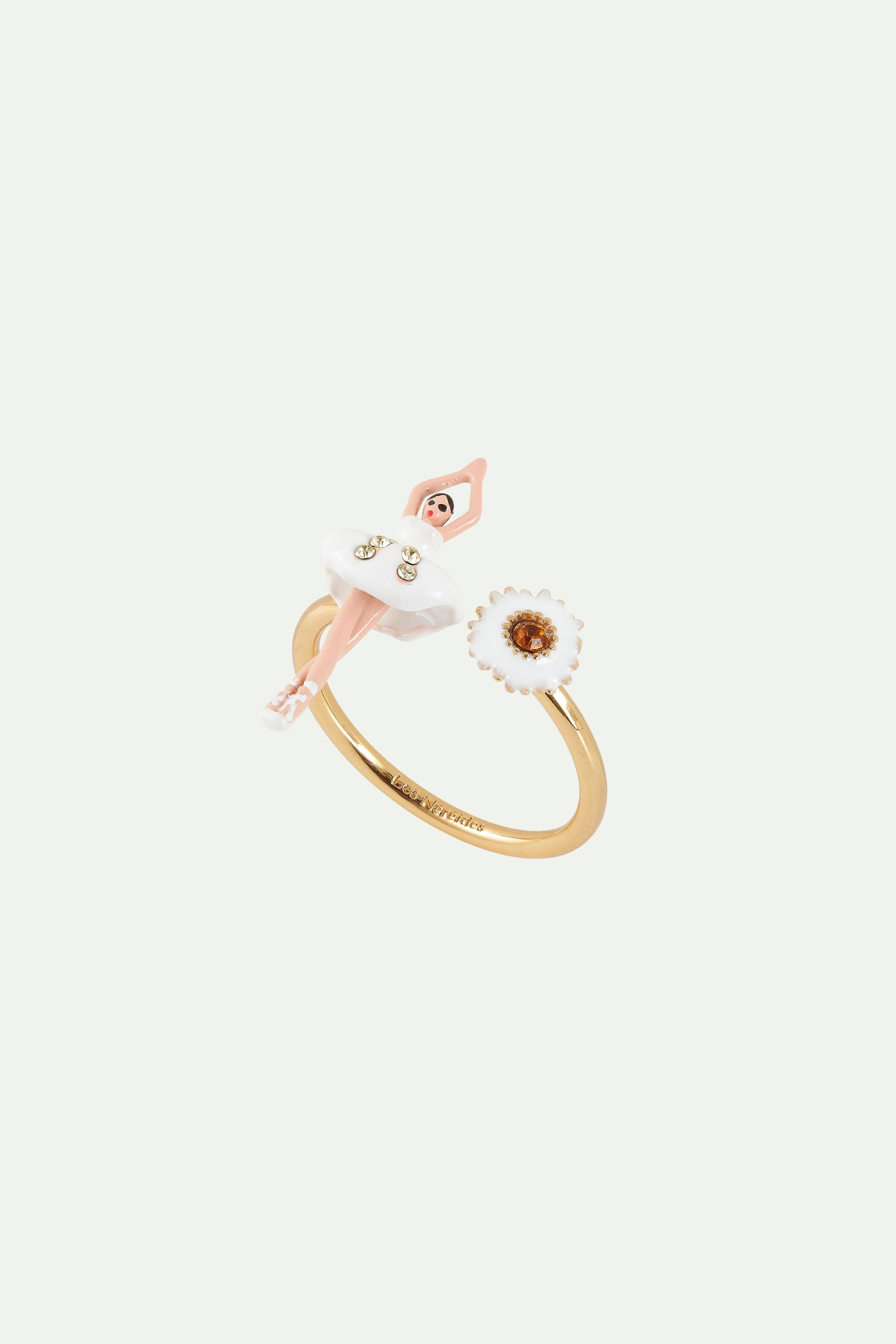 Mini Ballerina and daisy adjustable ring