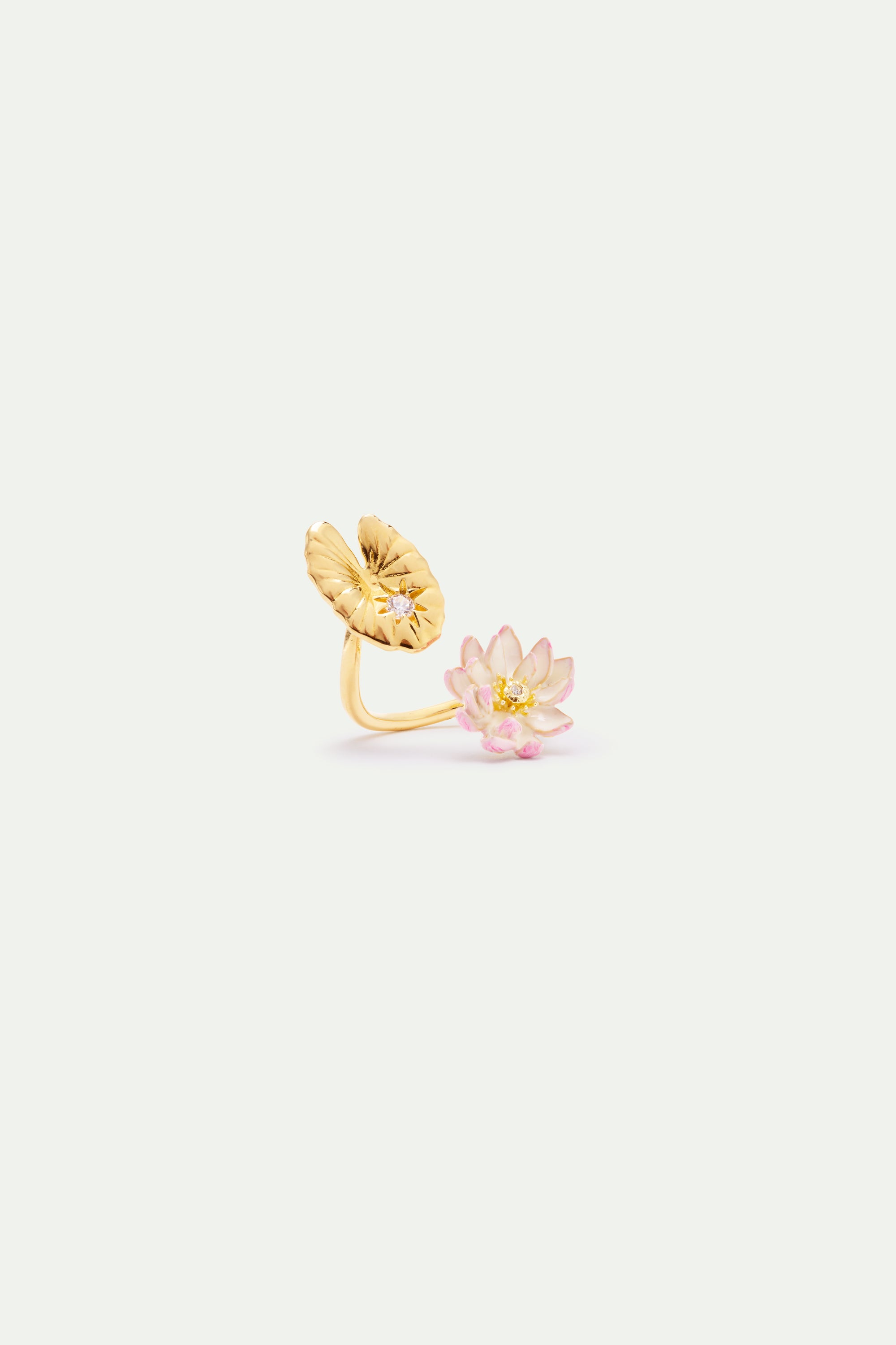 Gold lotus and pink water lily adjustable ring