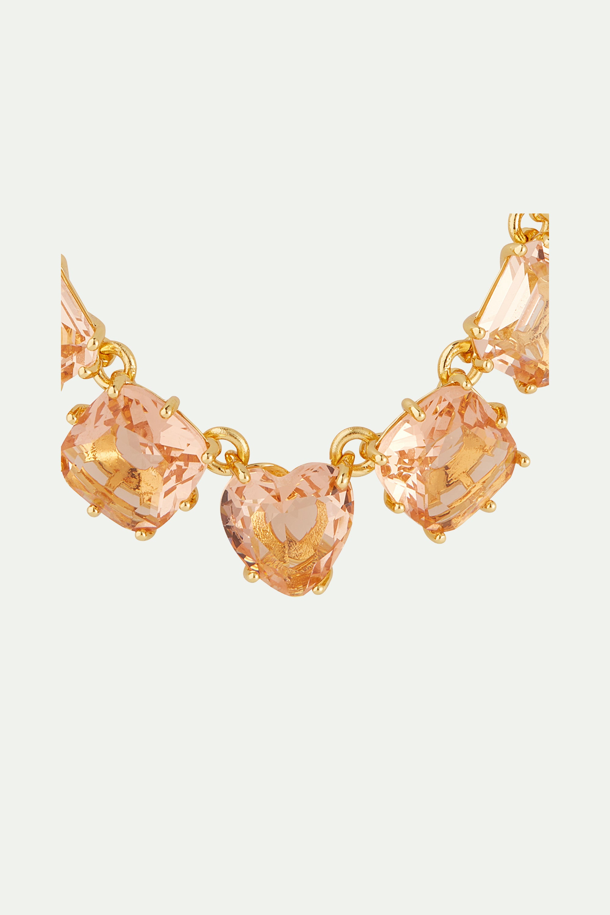 Apricot pink diamantine 9 stone fine necklace