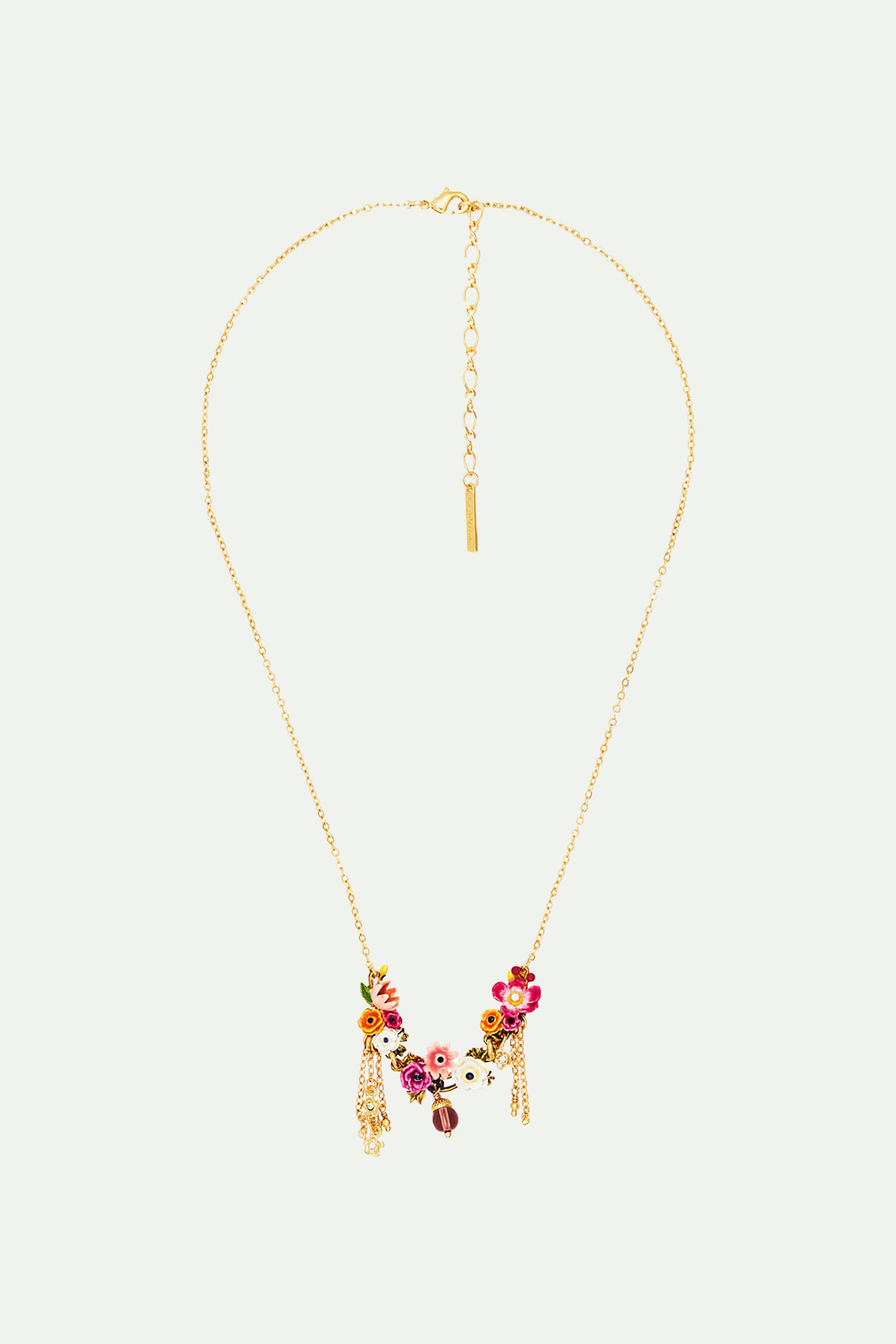 Poppy flowers statement necklace