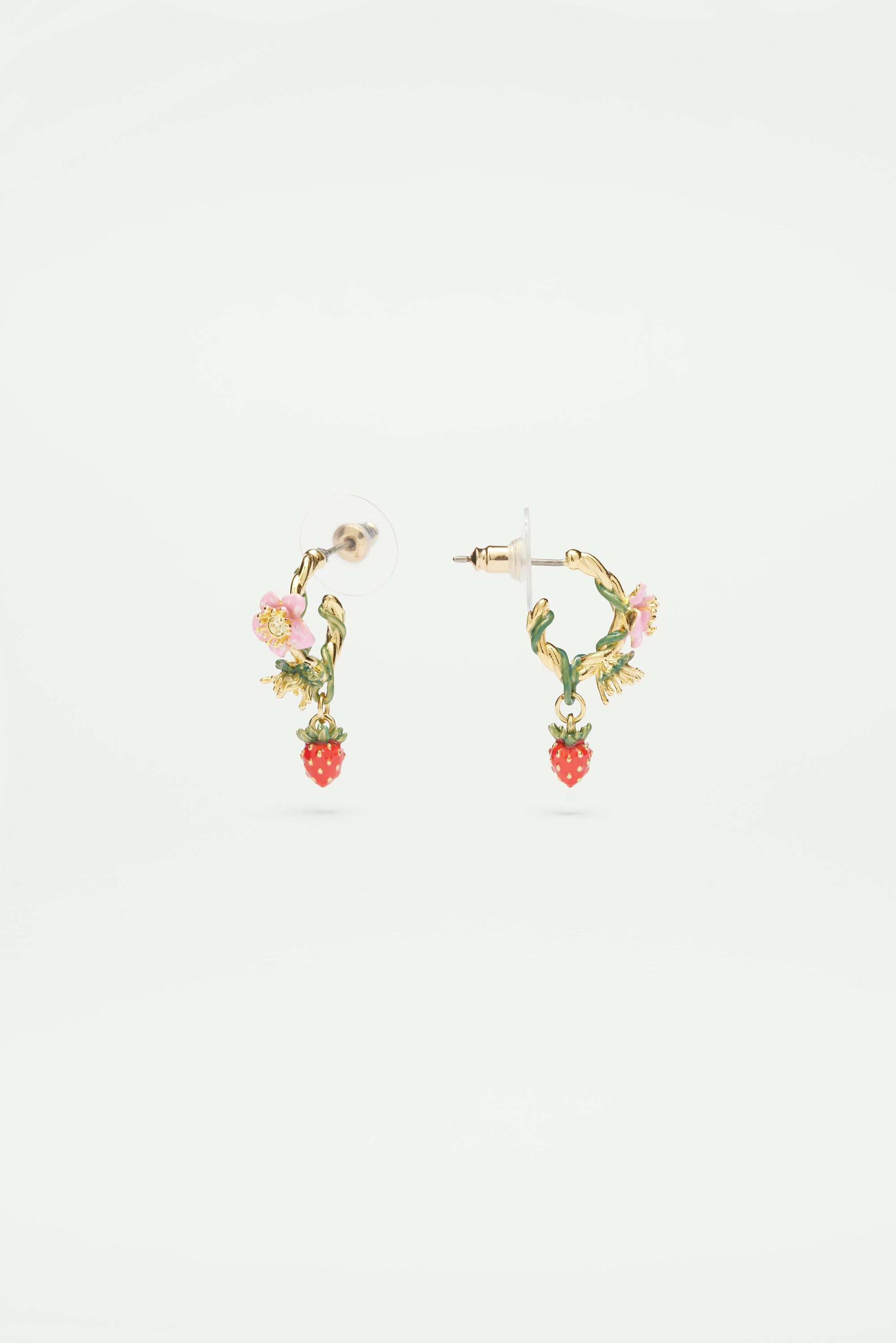 Wild strawberry post hoop earrings