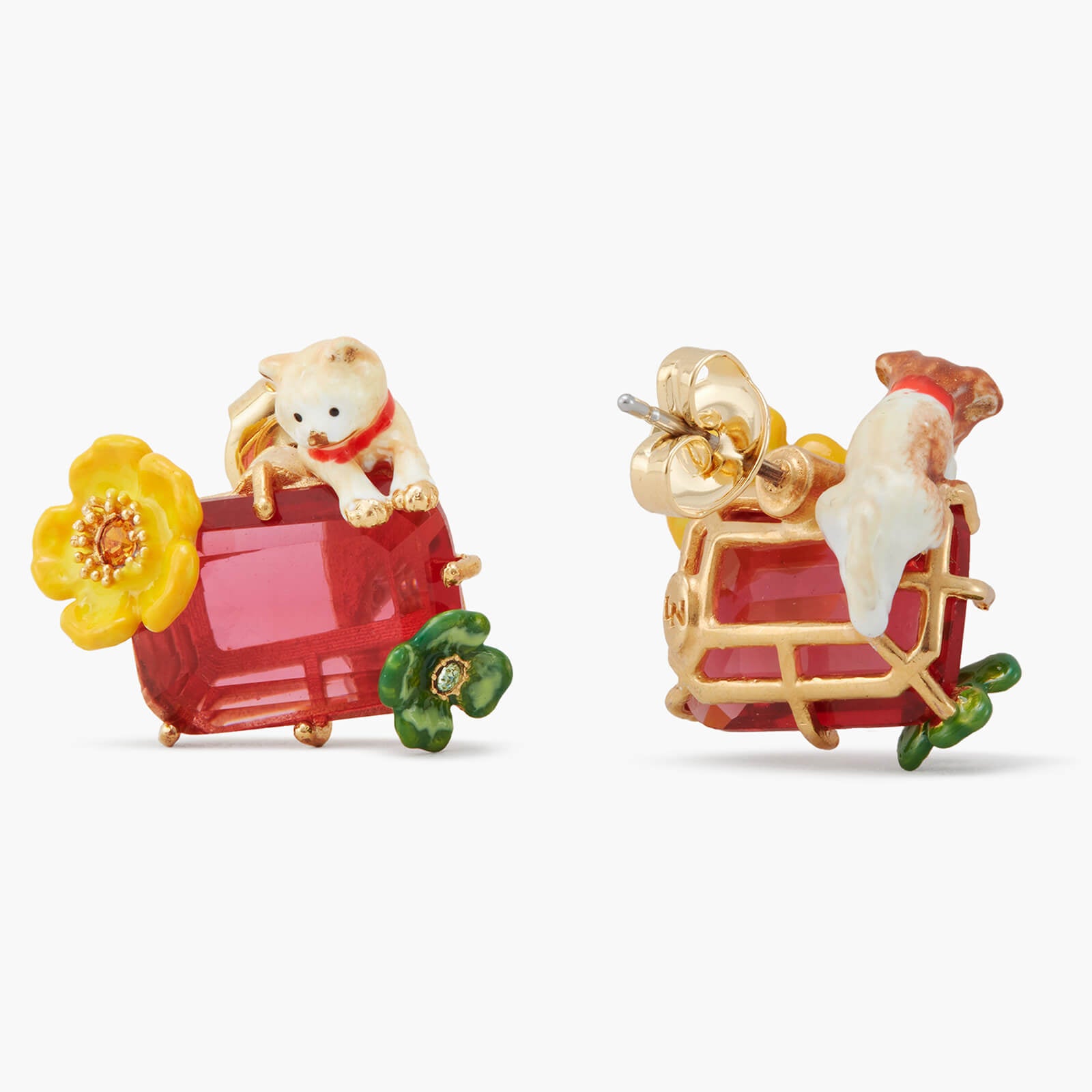 Cat and dog clip-on earrings