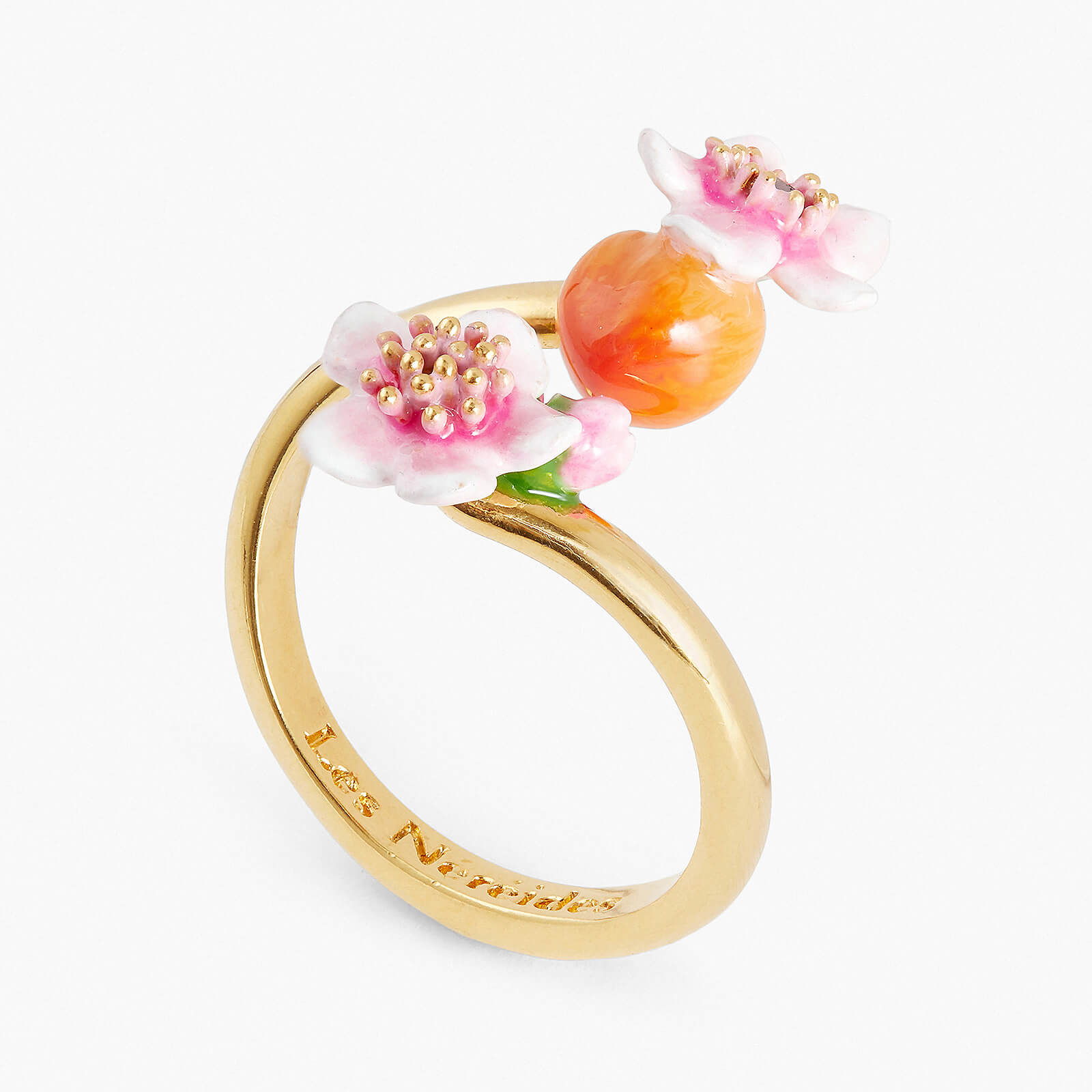 Apricot and flowers adjustable ring