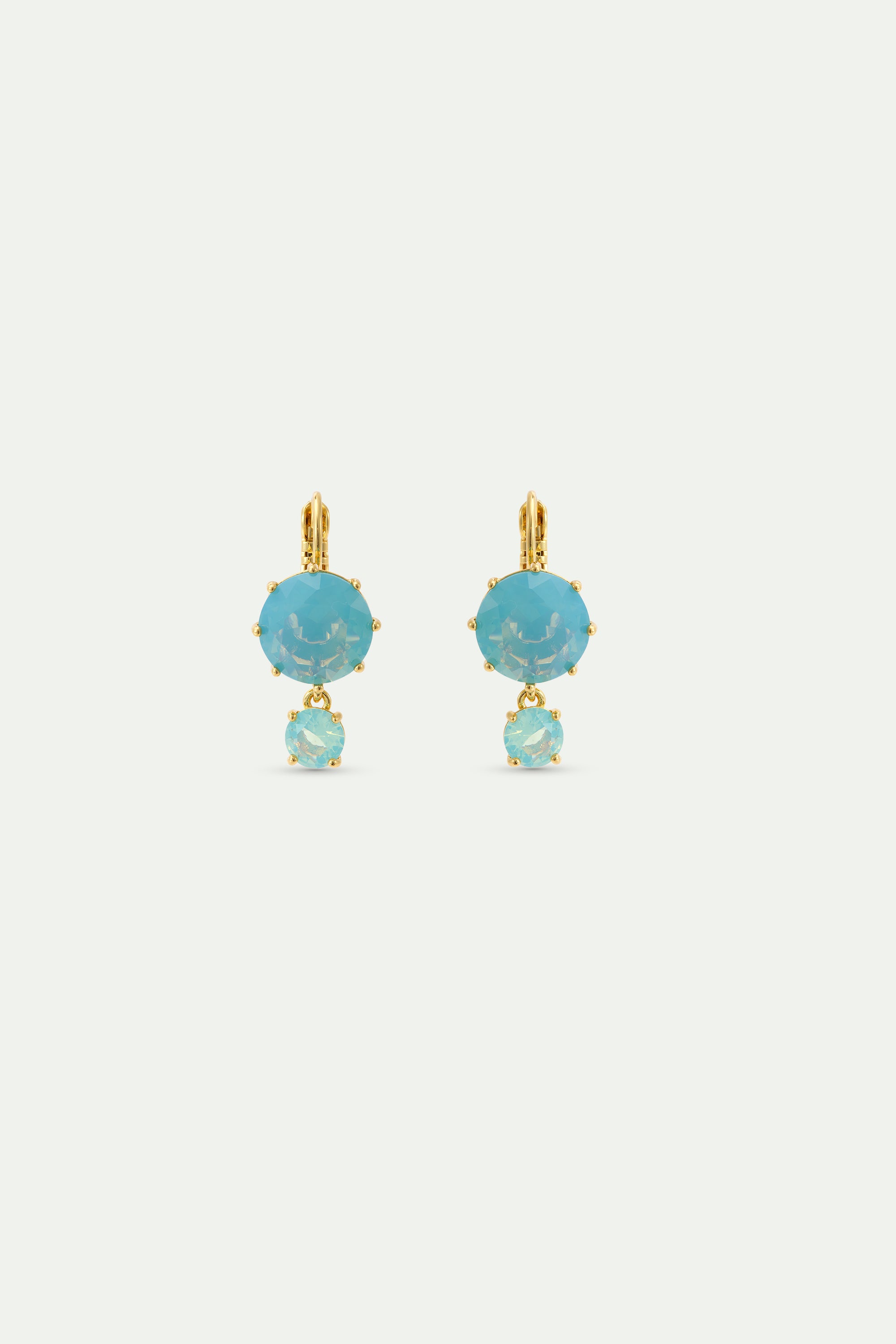 Sleeper earrings with two glacier blue Diamantine stones