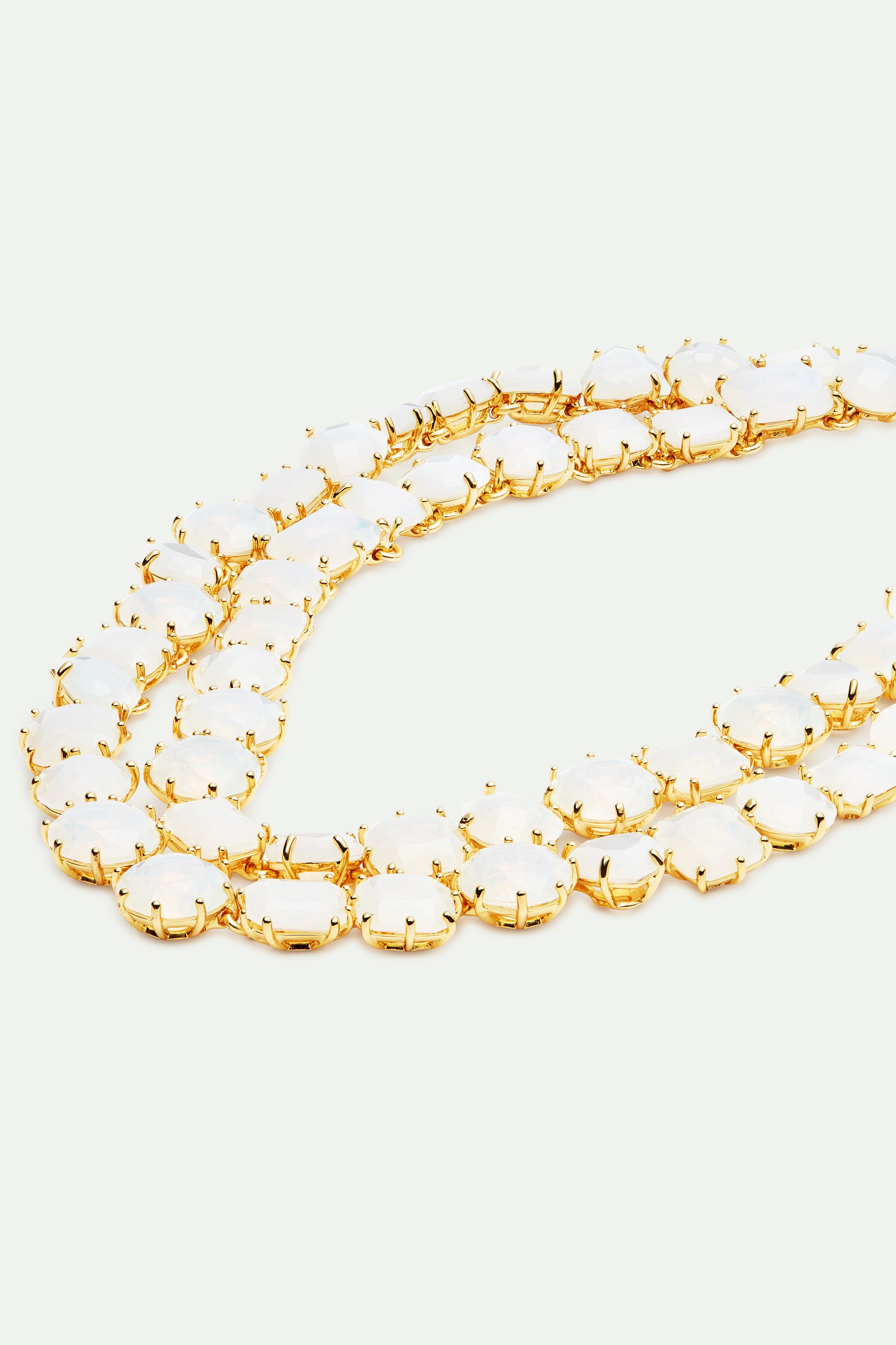 Luxury two-row necklace Diamantine opalescent white