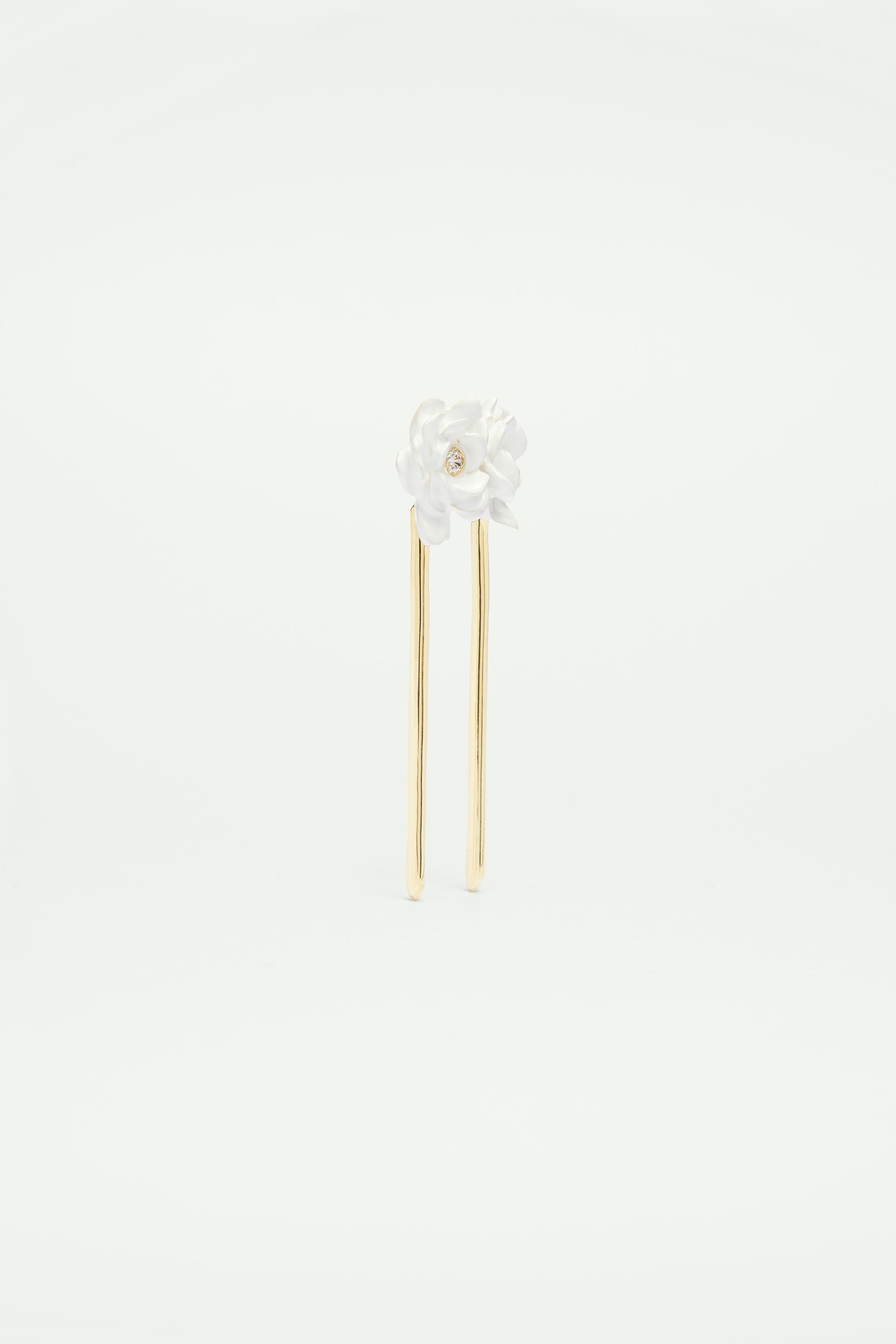 Gardenia and cut glass stone hair pin