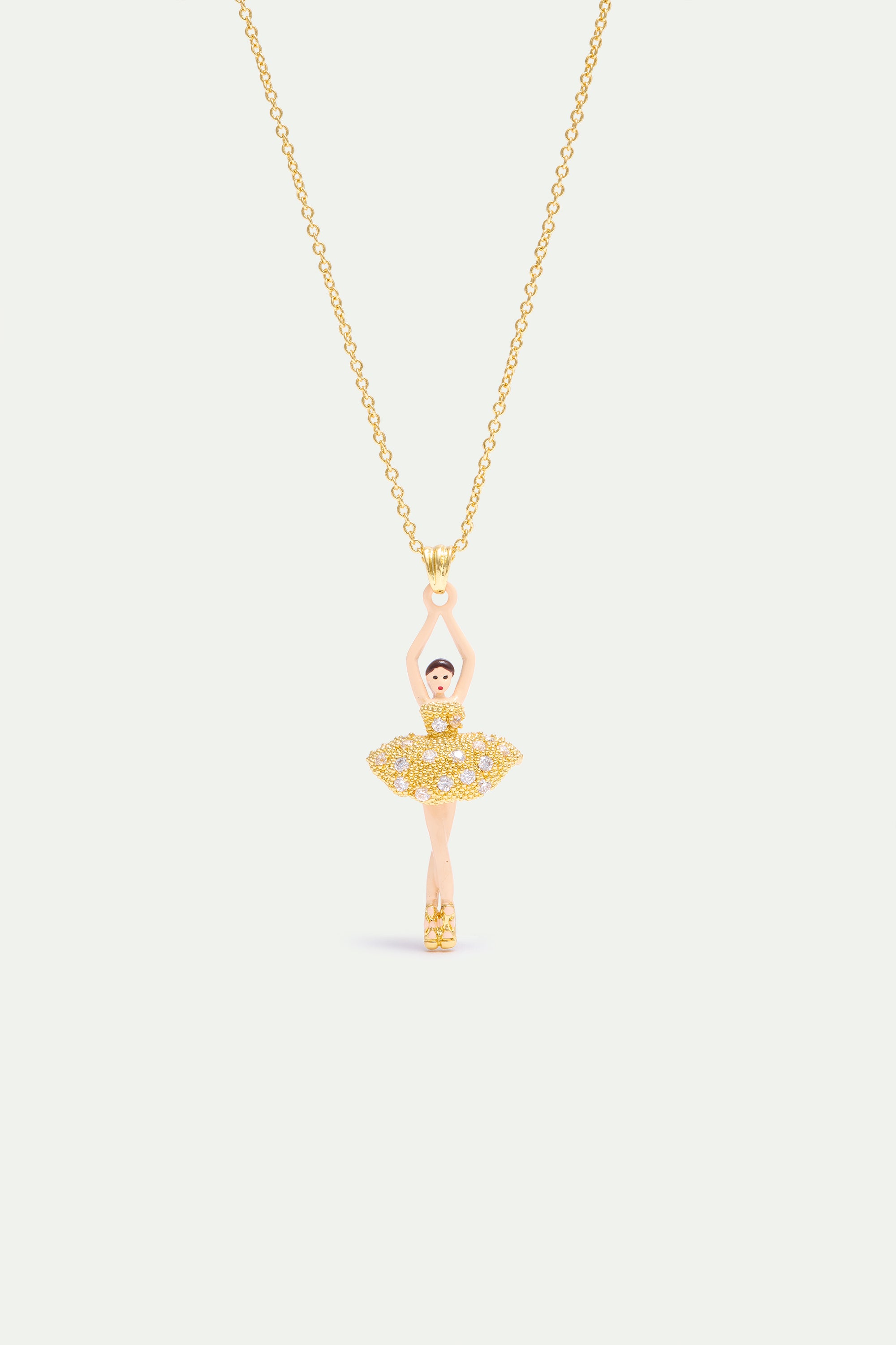 Ballerina necklace with gold beads and crystals