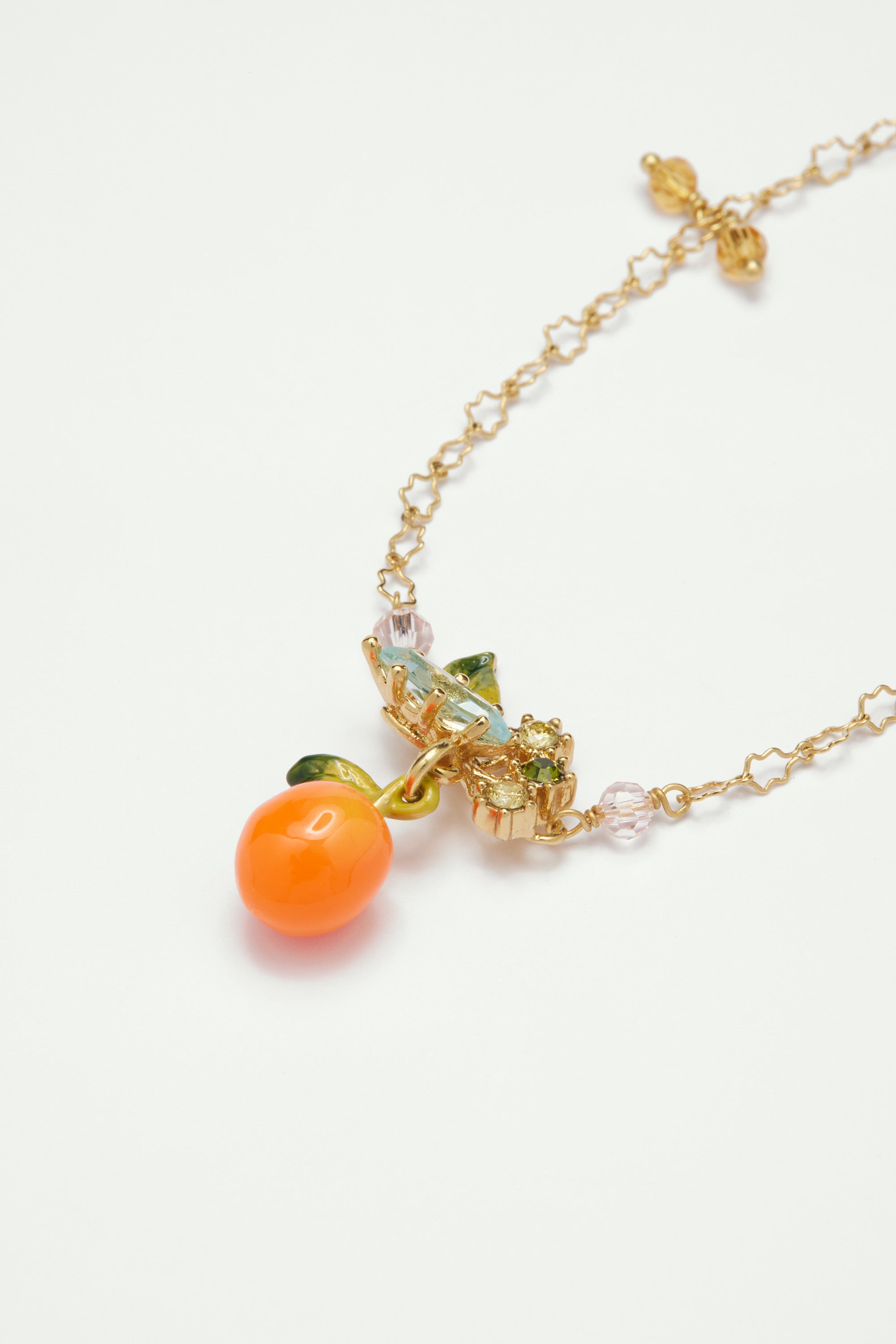 Orange and little leaves thin bracelet